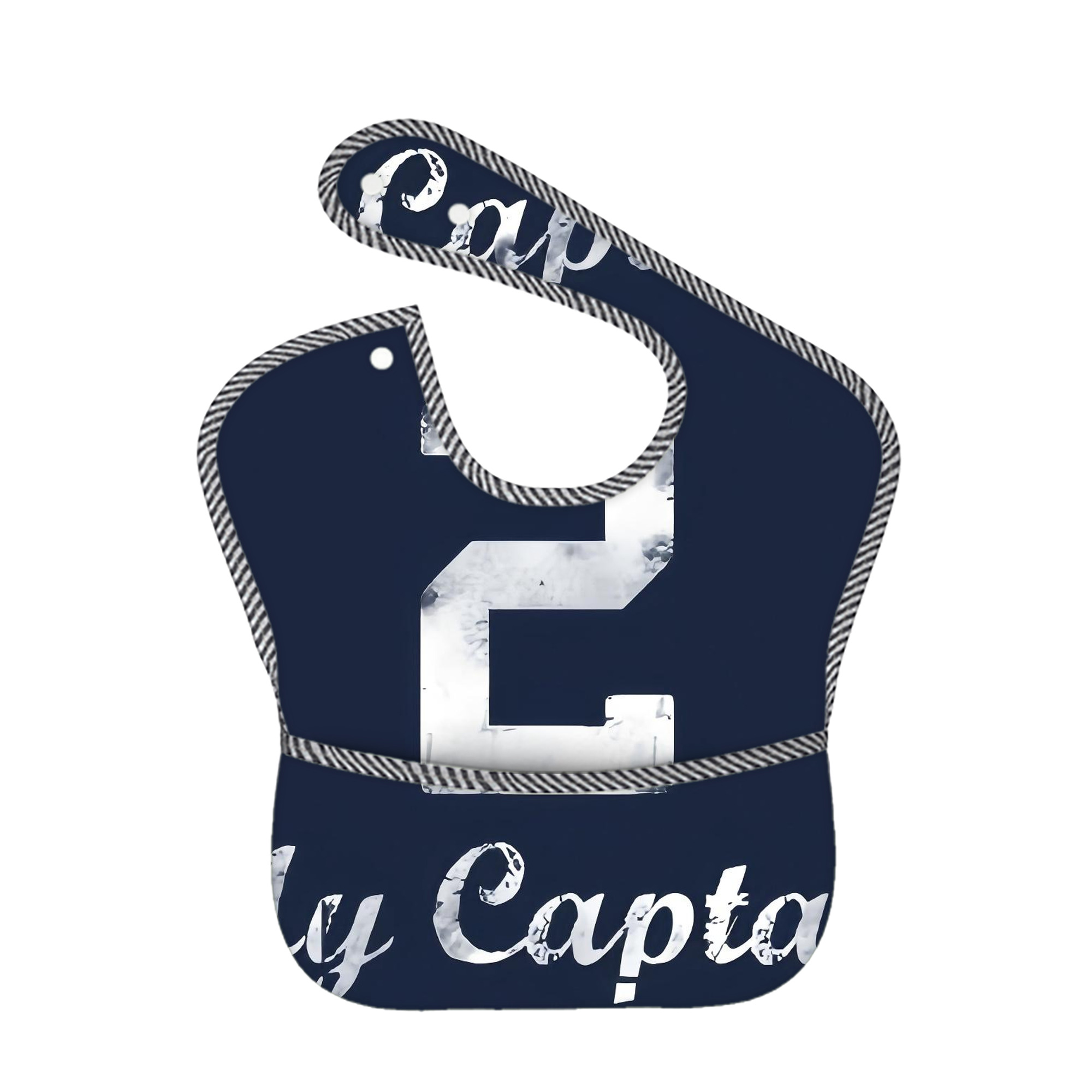 Derek Jeter 25 Adjustable Waterproof Toddler Bib – Full-Print Durable Polyester – Foldable Crumb Pocket – Easy Snap Closure – Soft