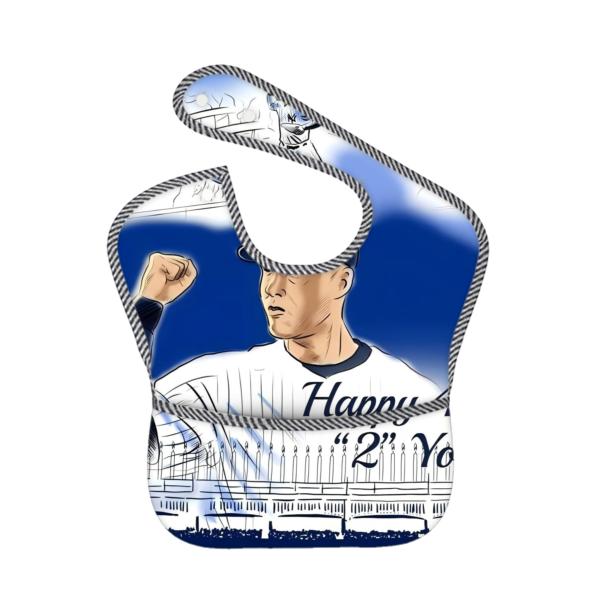 Derek Jeter 69 Adjustable Waterproof Toddler Bib – Full-Print Durable Polyester – Foldable Crumb Pocket – Easy Snap Closure – Soft