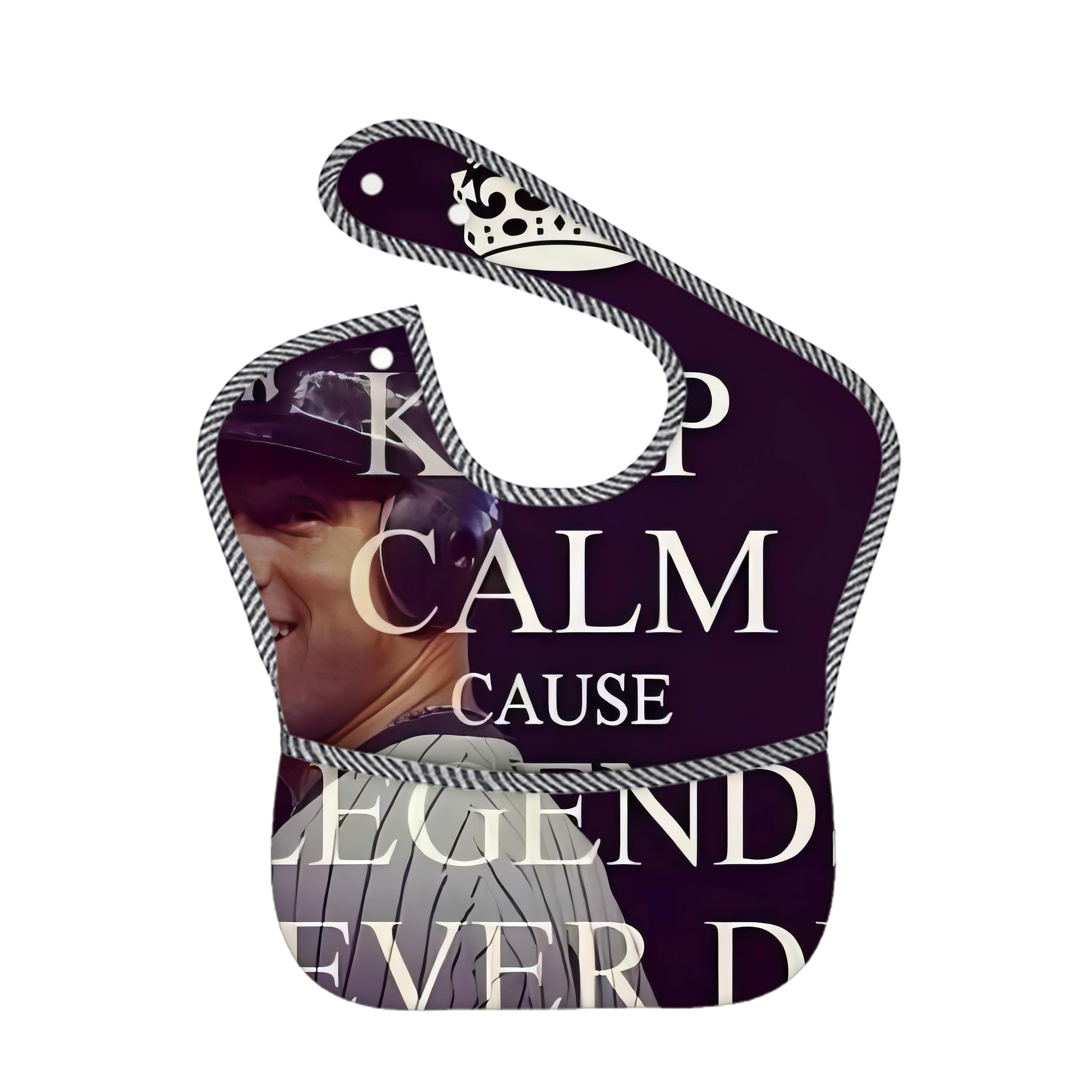 Derek Jeter 70 Adjustable Waterproof Toddler Bib – Full-Print Durable Polyester – Foldable Crumb Pocket – Easy Snap Closure – Soft