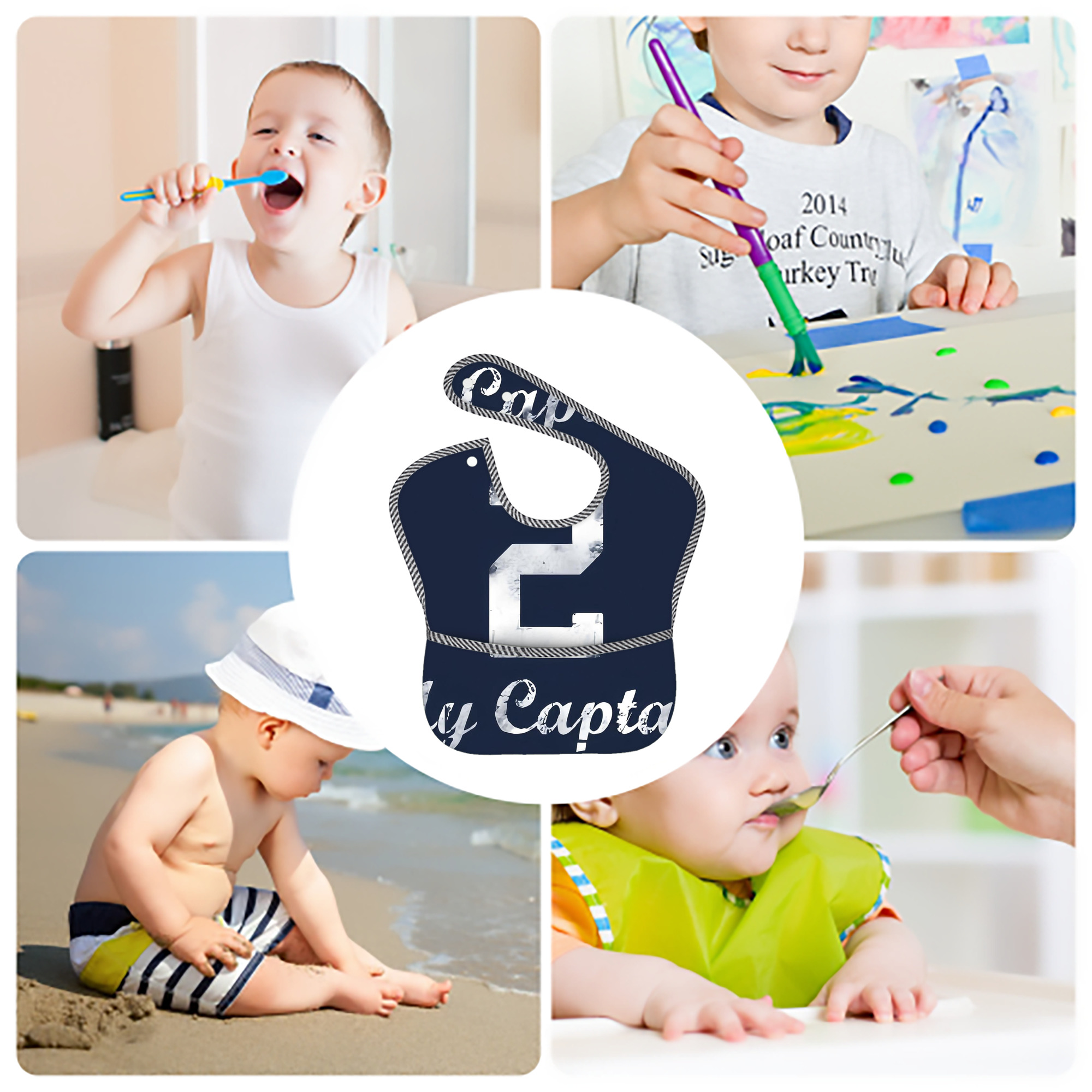 Derek Jeter 25 Adjustable Waterproof Toddler Bib – Full-Print Durable Polyester – Foldable Crumb Pocket – Easy Snap Closure – Soft