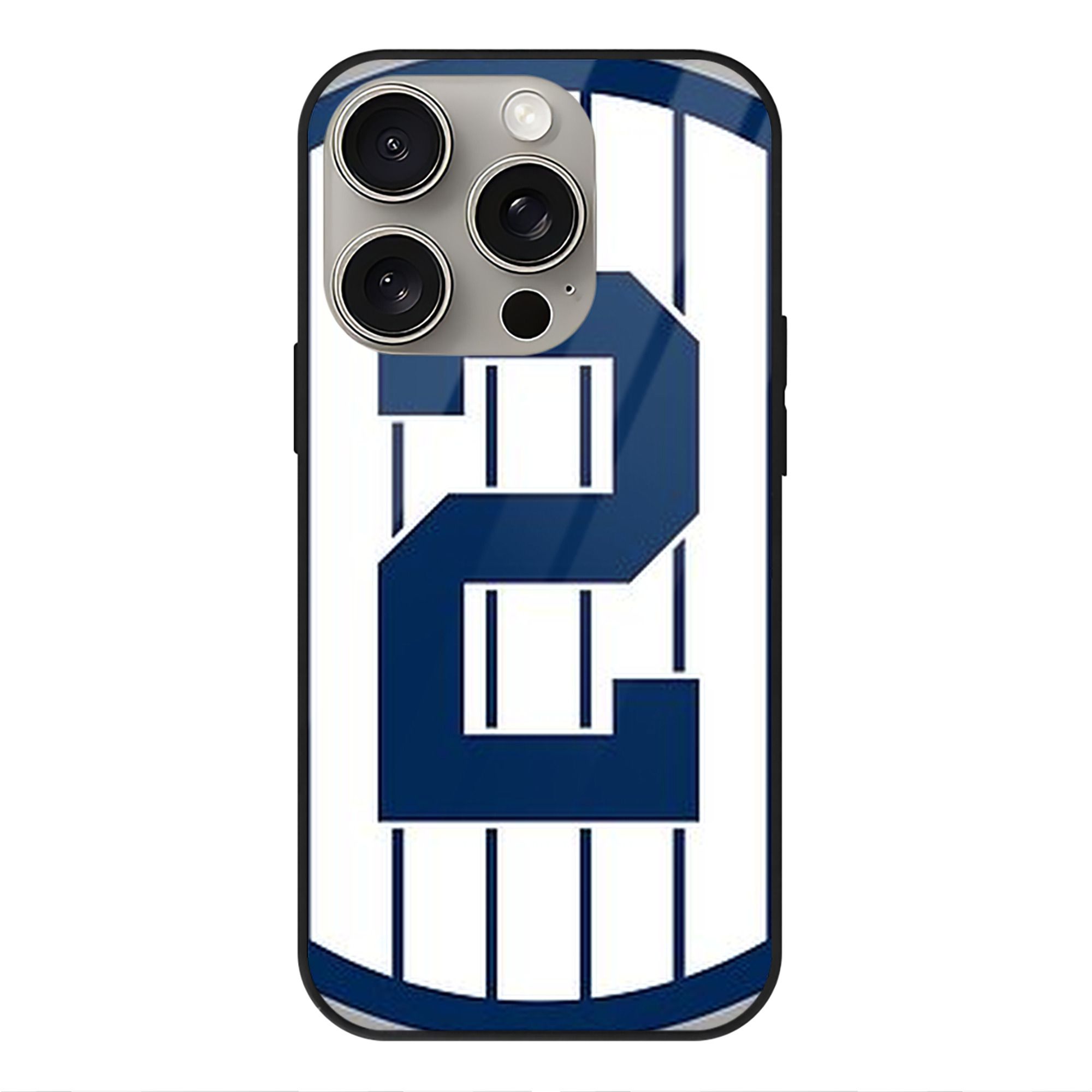 Derek Jeter 19 IPhone 15 Pro Mirror Phone Case – UV Printed Glass + TPU – Scratch-Resistant, Wireless Charging Compatible, Precise Fit & Stylish Design