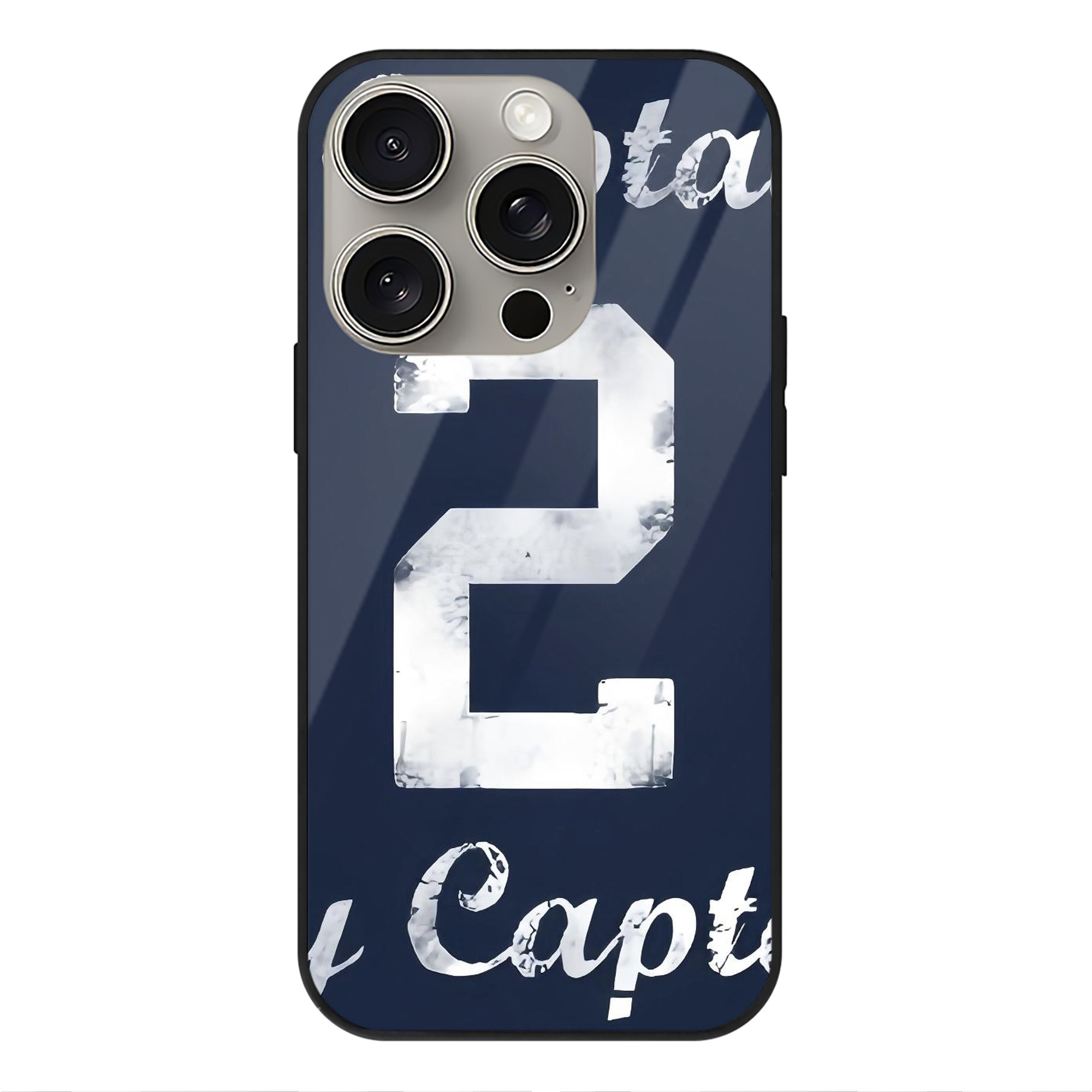 Derek Jeter 25 IPhone 15 Pro Mirror Phone Case – UV Printed Glass + TPU – Scratch-Resistant, Wireless Charging Compatible, Precise Fit & Stylish Design
