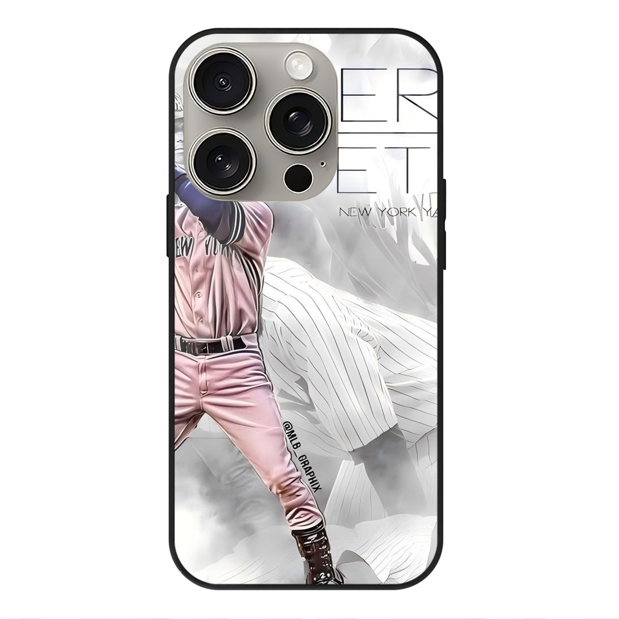 Derek Jeter 72 IPhone 15 Pro Mirror Phone Case – UV Printed Glass + TPU – Scratch-Resistant, Wireless Charging Compatible, Precise Fit & Stylish Design