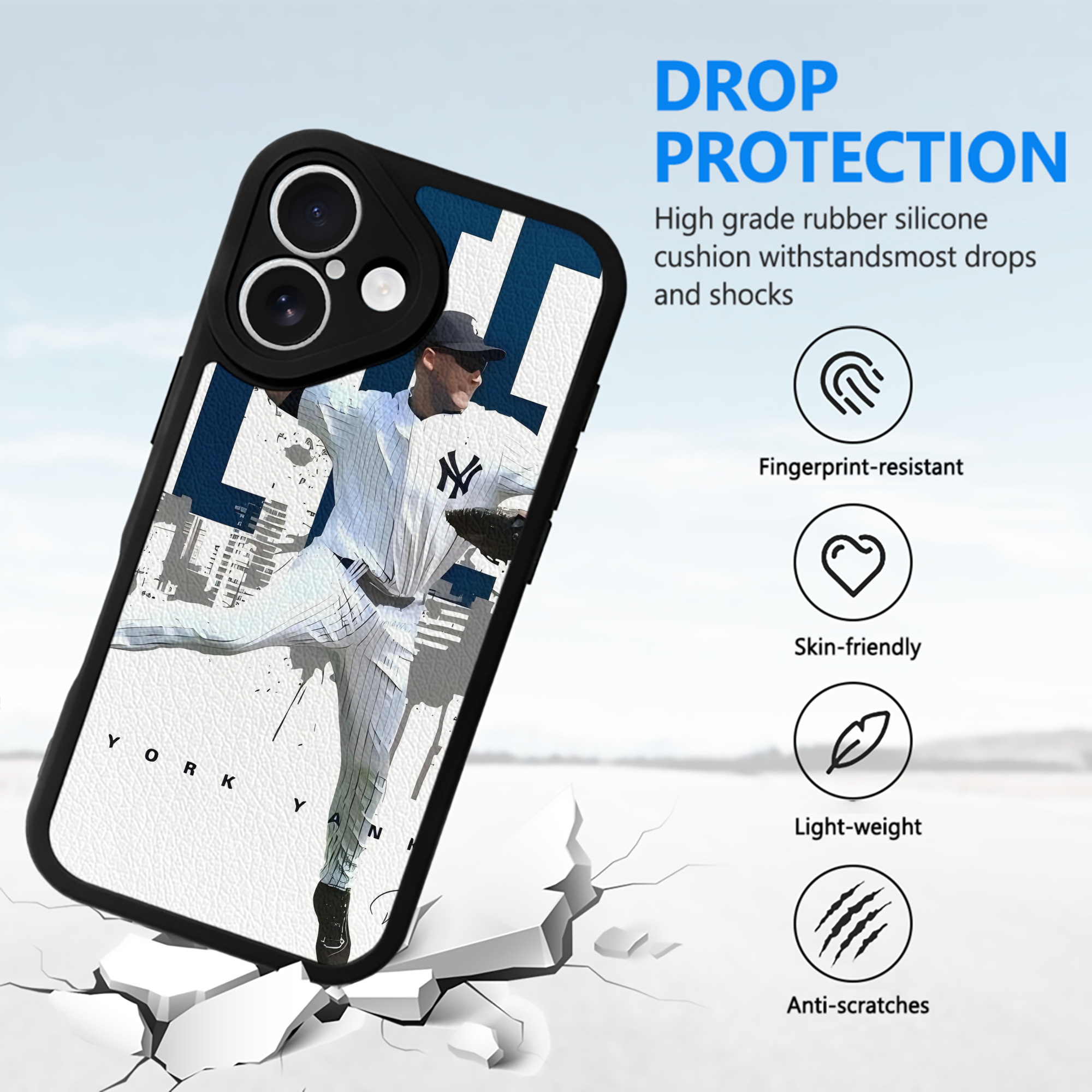 Derek Jeter 57 IPhone 16 Silicone Leather Case – UV Print, Lambskin Texture – Perfect Fit, Wireless Charging Compatible, Scratch Resistant, Precise Cutouts – Stylish Protection For IPhone 16