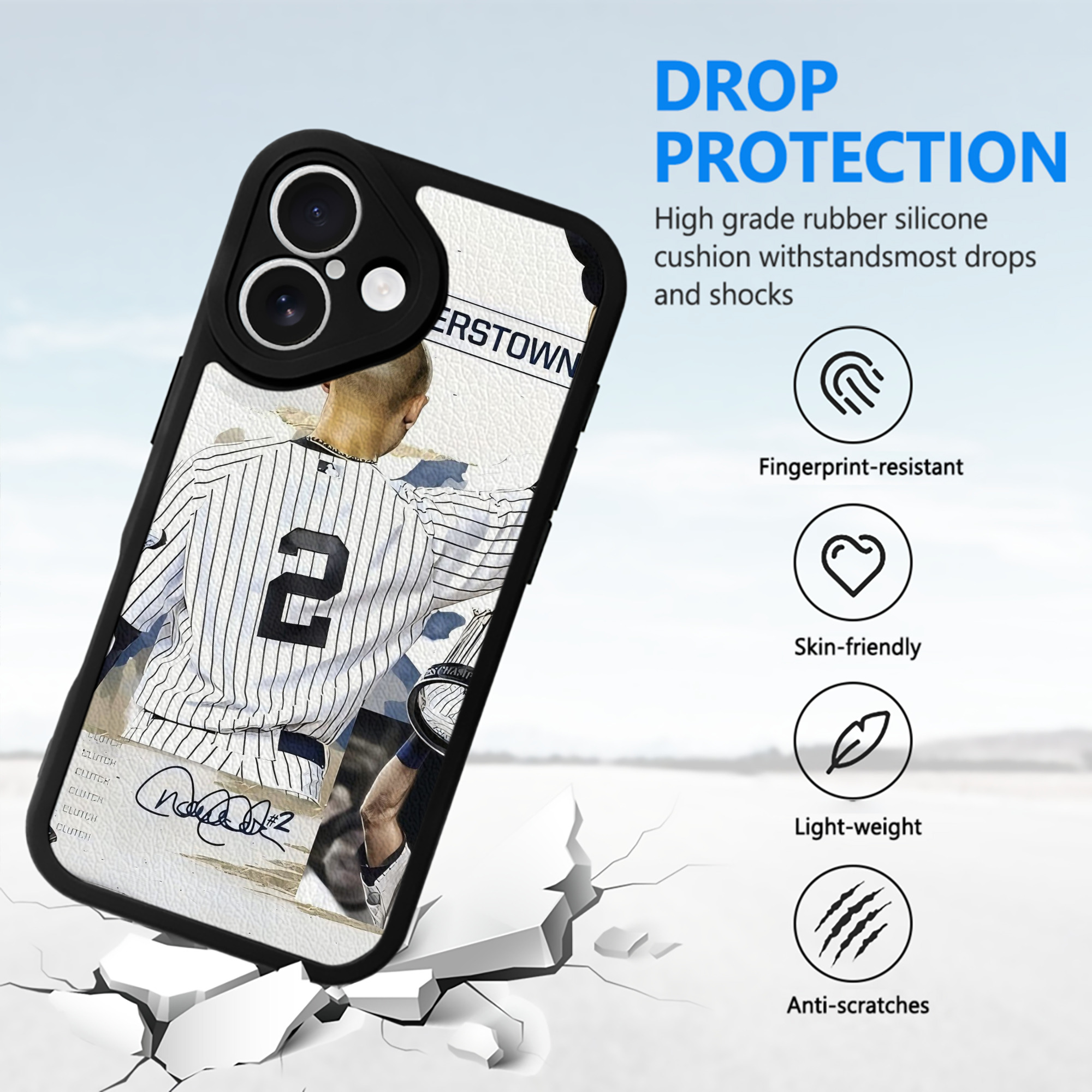Derek Jeter 58 IPhone 16 Silicone Leather Case – UV Print, Lambskin Texture – Perfect Fit, Wireless Charging Compatible, Scratch Resistant, Precise Cutouts – Stylish Protection For IPhone 16