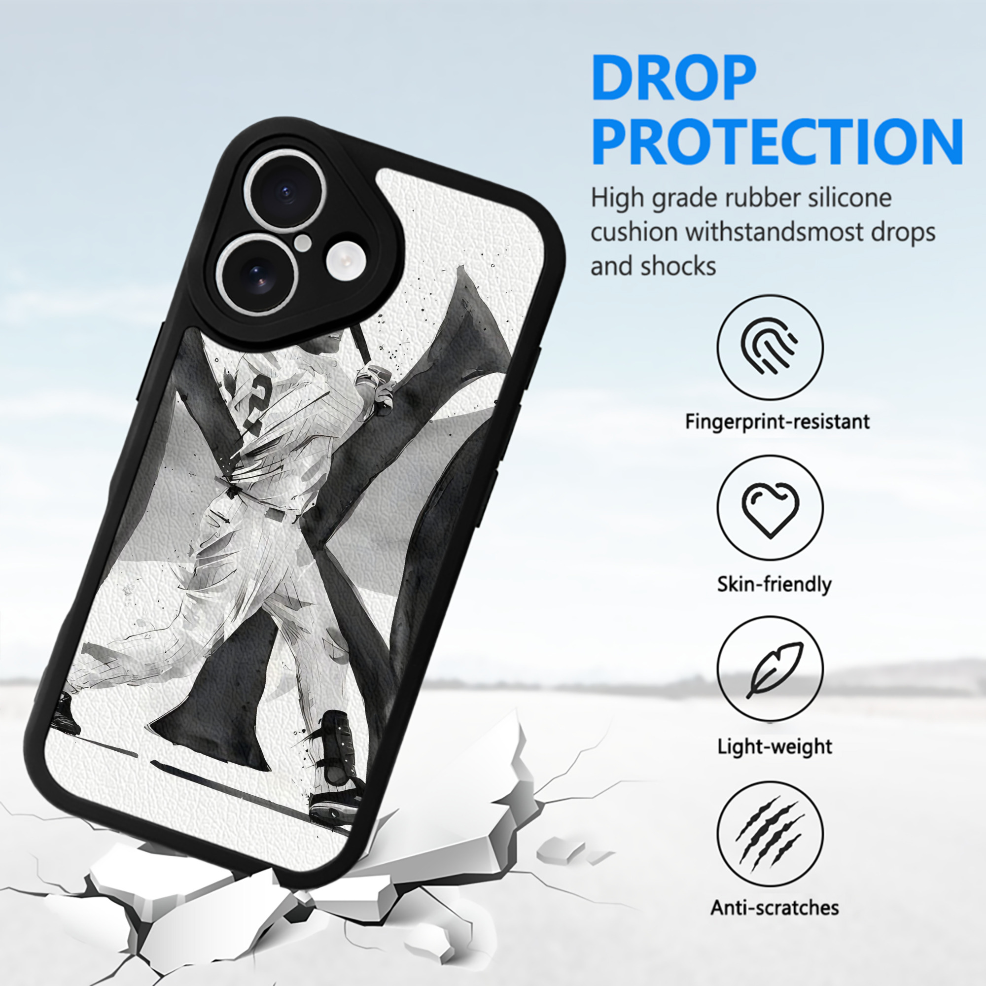 Derek Jeter 71 IPhone 16 Silicone Leather Case – UV Print, Lambskin Texture – Perfect Fit, Wireless Charging Compatible, Scratch Resistant, Precise Cutouts – Stylish Protection For IPhone 16