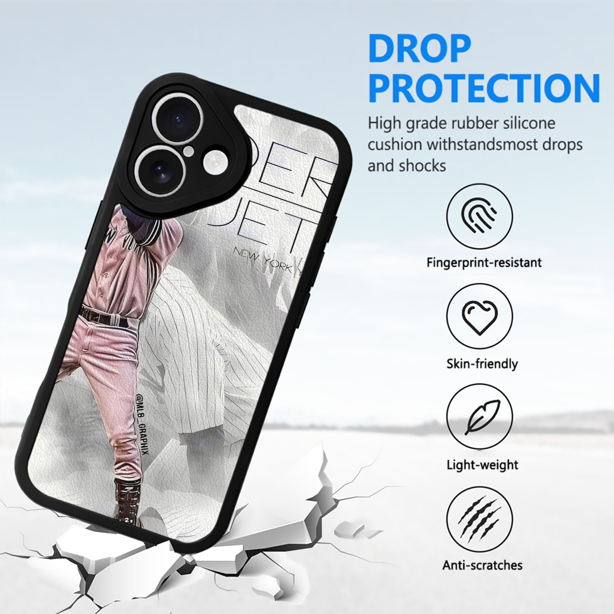 Derek Jeter 72 IPhone 16 Silicone Leather Case – UV Print, Lambskin Texture – Perfect Fit, Wireless Charging Compatible, Scratch Resistant, Precise Cutouts – Stylish Protection For IPhone 16