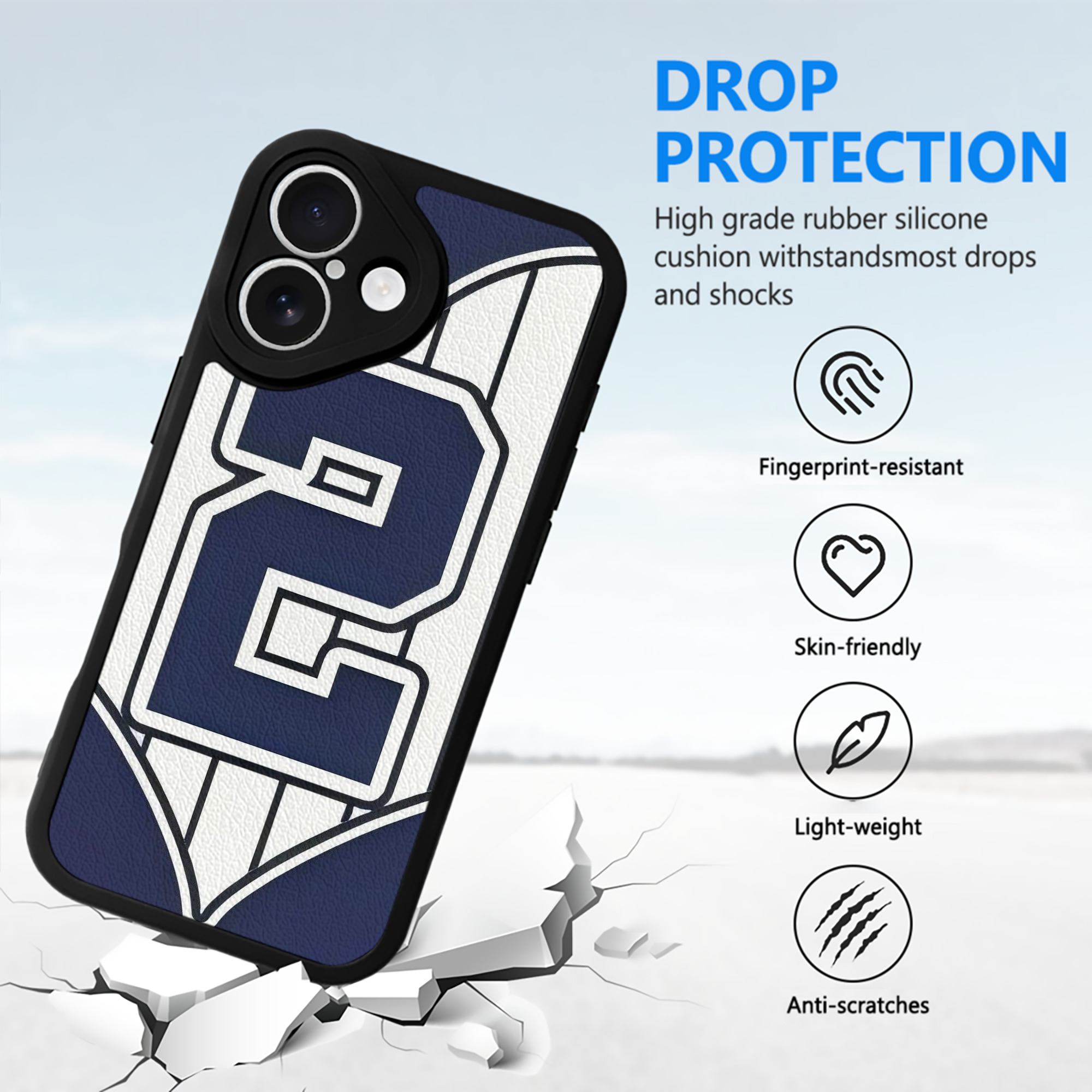 Derek Jeter 75 IPhone 16 Silicone Leather Case – UV Print, Lambskin Texture – Perfect Fit, Wireless Charging Compatible, Scratch Resistant, Precise Cutouts – Stylish Protection For IPhone 16