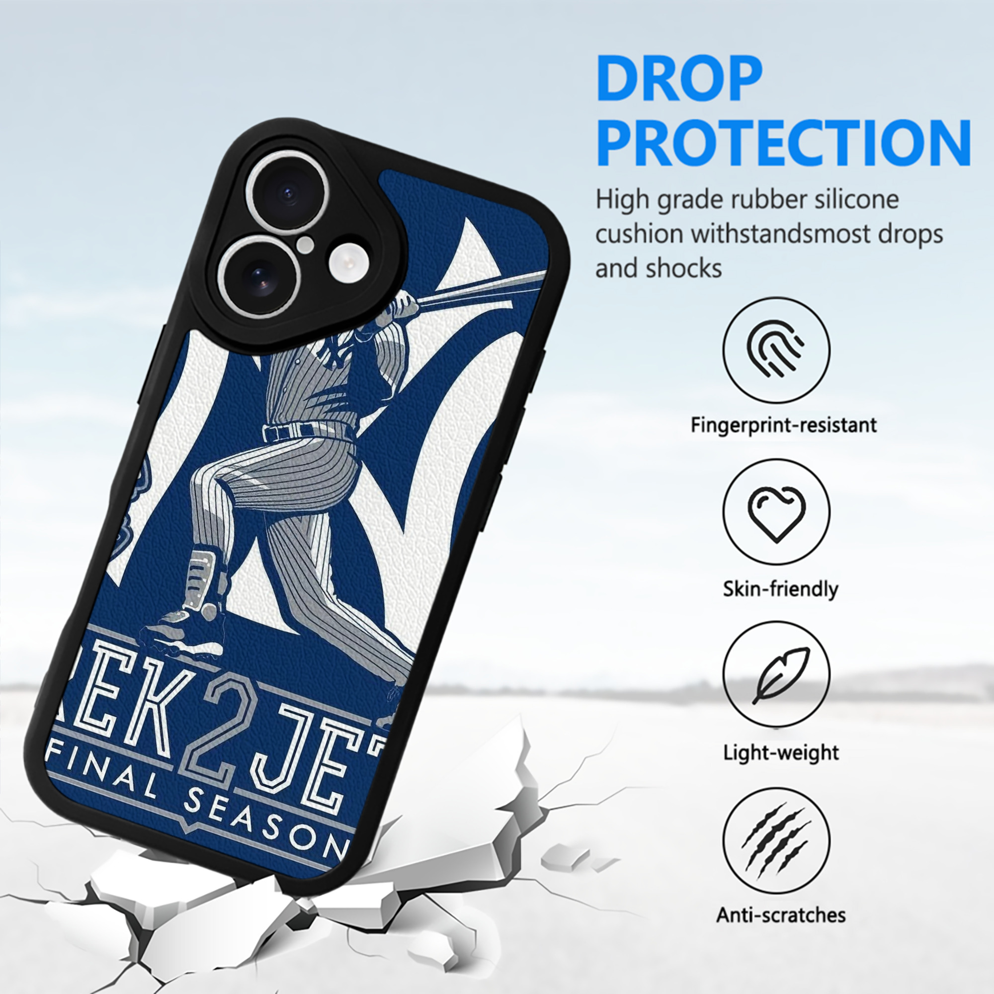 Derek Jeter 104 IPhone 16 Silicone Leather Case – UV Print, Lambskin Texture – Perfect Fit, Wireless Charging Compatible, Scratch Resistant, Precise Cutouts – Stylish Protection For IPhone 16