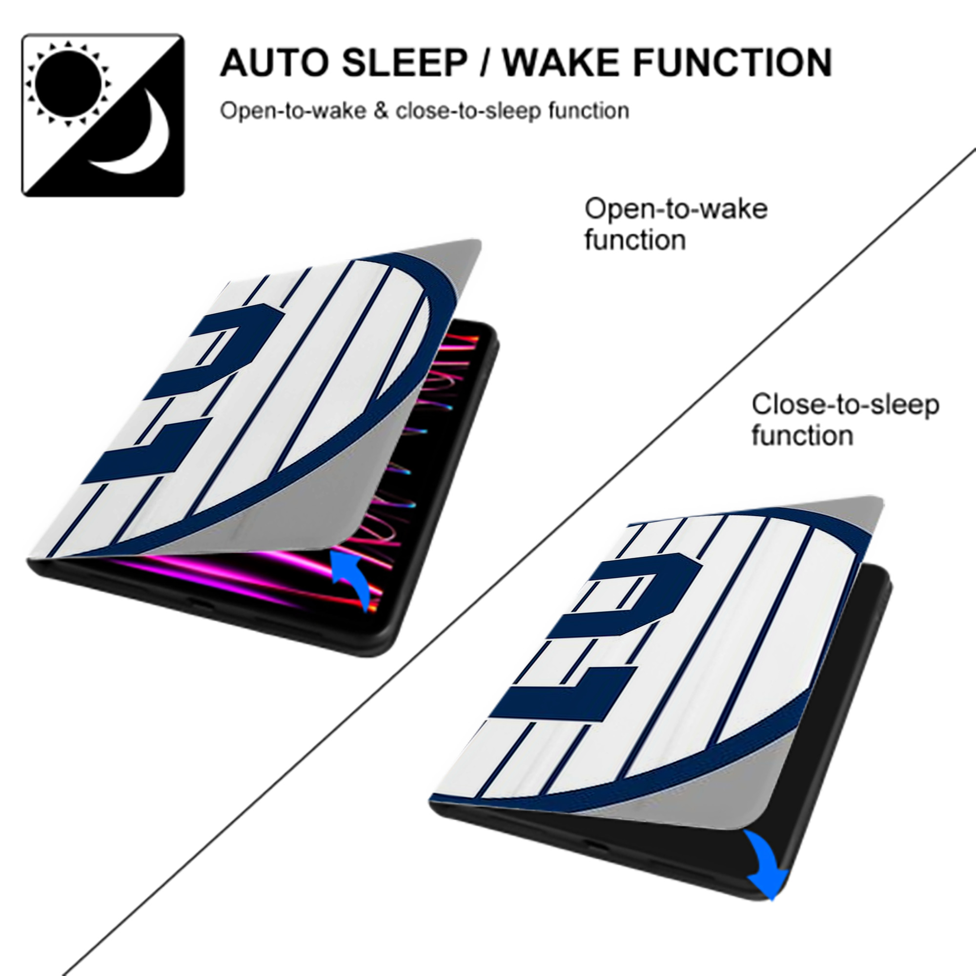 Derek Jeter 19 IPad Case Without Pencil Slot – Book-Style Cover With PU Leather & TPU – Slim, Durable, Scratch-Resistant, Full Protection & Easy Access