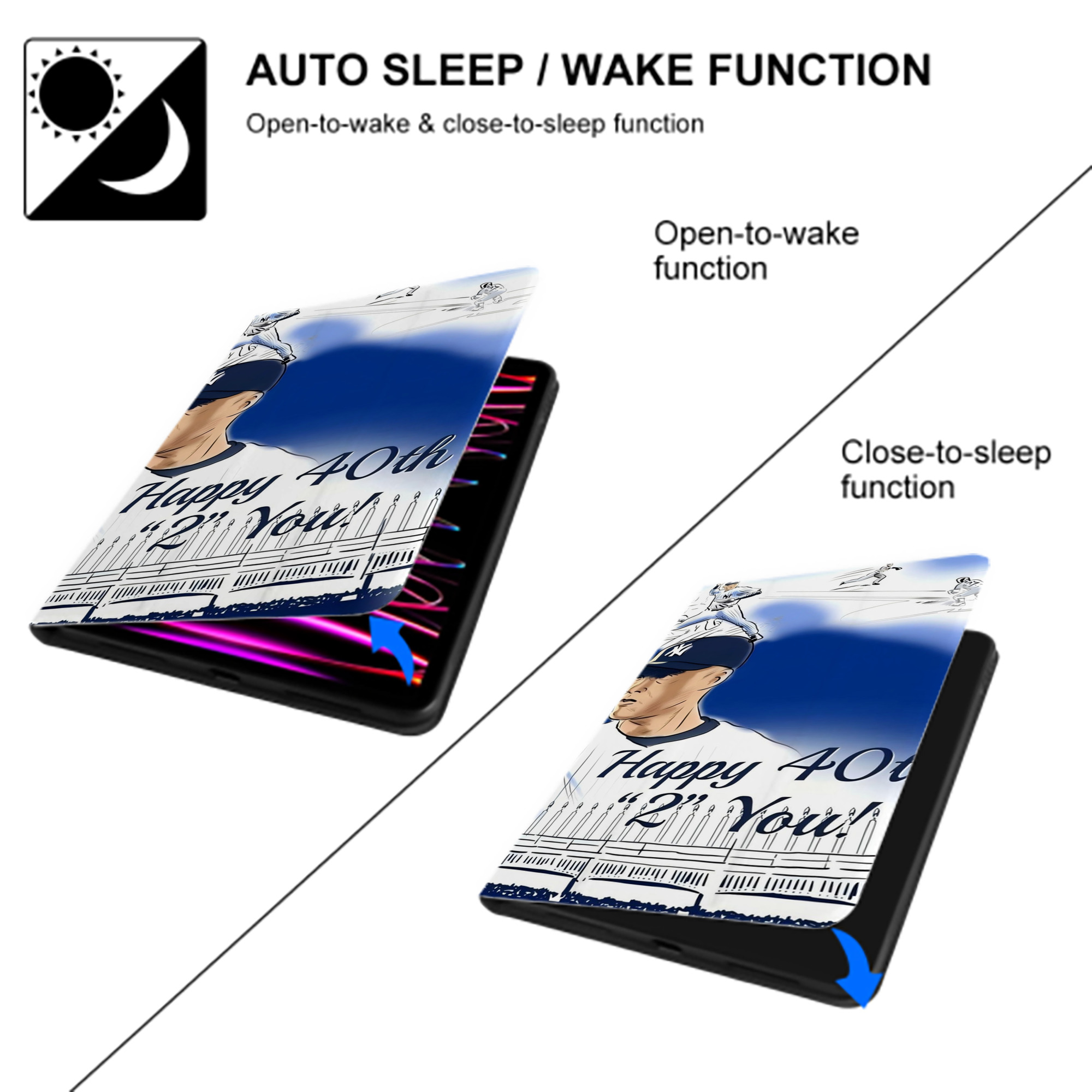 Derek Jeter 69 IPad Case Without Pencil Slot – Book-Style Cover With PU Leather & TPU – Slim, Durable, Scratch-Resistant, Full Protection & Easy Access