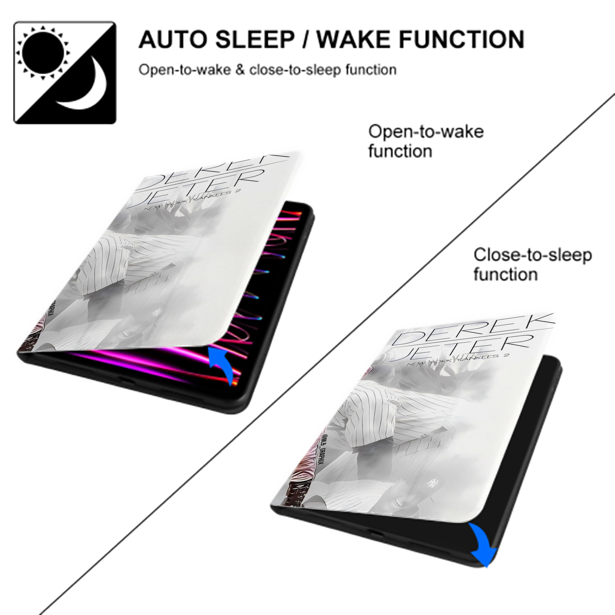 Derek Jeter 72 IPad Case Without Pencil Slot – Book-Style Cover With PU Leather & TPU – Slim, Durable, Scratch-Resistant, Full Protection & Easy Access