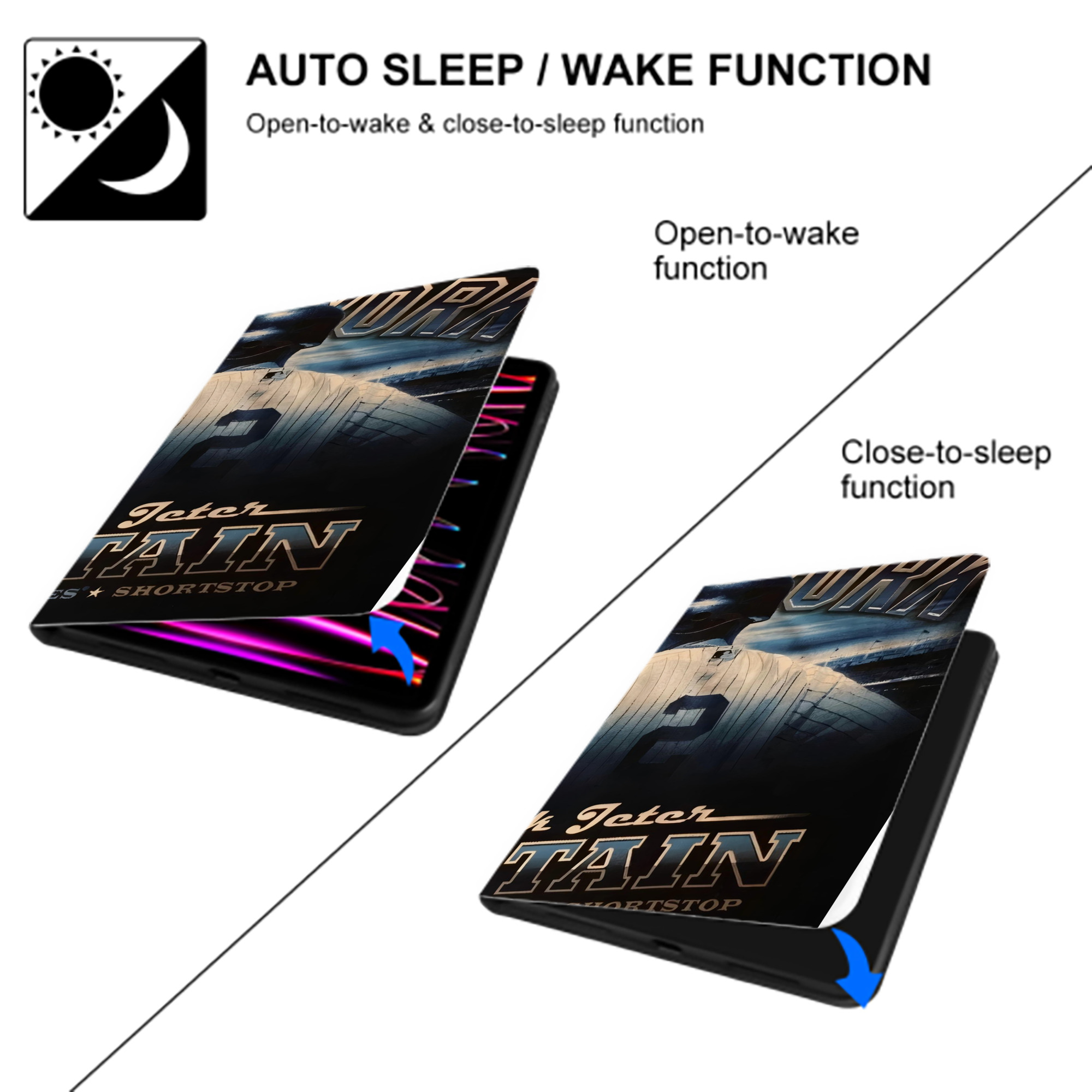 Derek Jeter 74 IPad Case Without Pencil Slot – Book-Style Cover With PU Leather & TPU – Slim, Durable, Scratch-Resistant, Full Protection & Easy Access