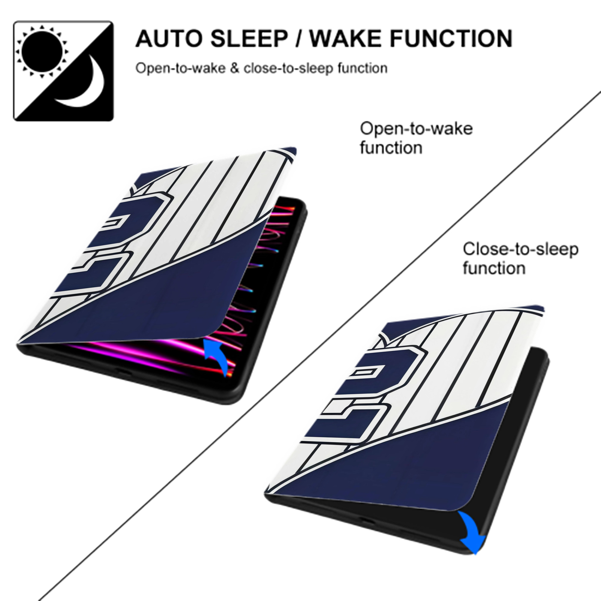 Derek Jeter 75 IPad Case Without Pencil Slot – Book-Style Cover With PU Leather & TPU – Slim, Durable, Scratch-Resistant, Full Protection & Easy Access