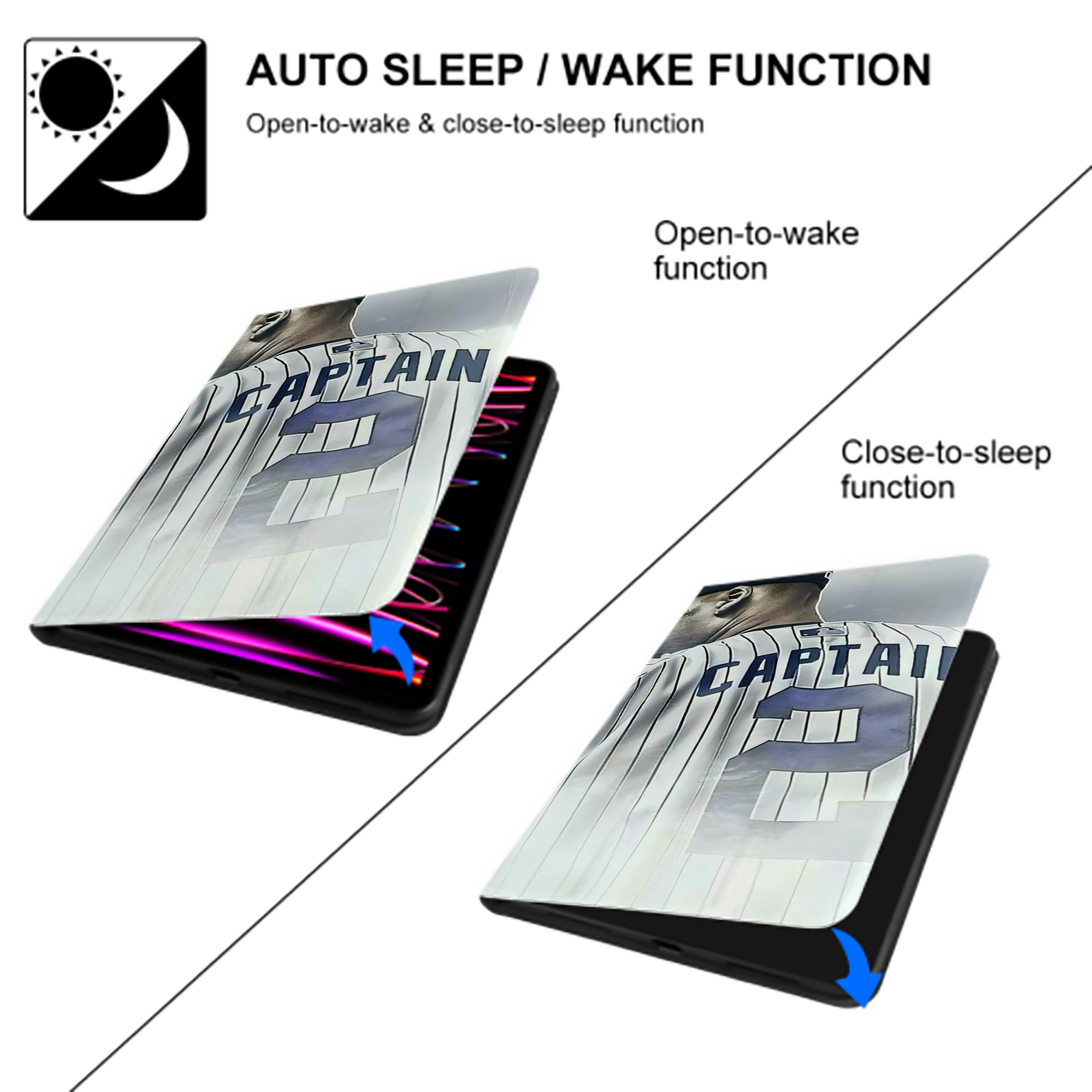 Derek Jeter 105 IPad Case Without Pencil Slot – Book-Style Cover With PU Leather & TPU – Slim, Durable, Scratch-Resistant, Full Protection & Easy Access