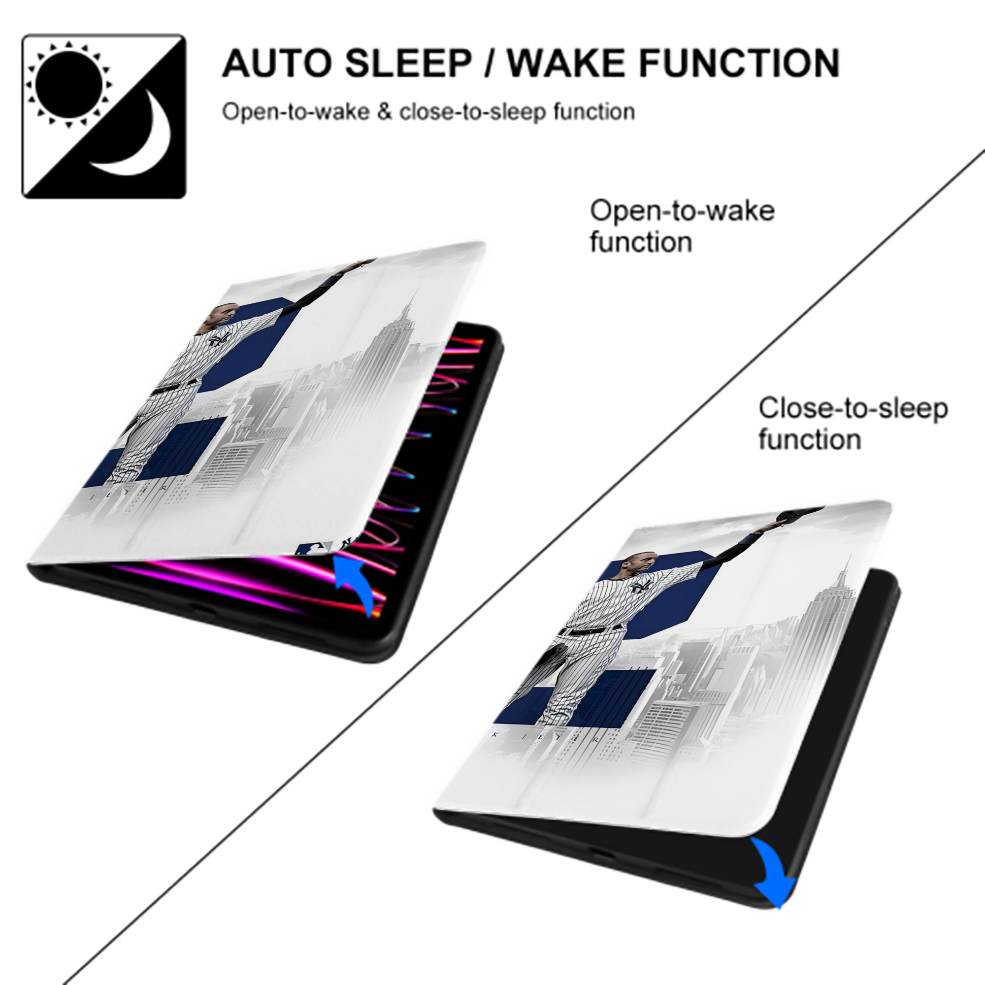 Derek Jeter 110 IPad Case Without Pencil Slot – Book-Style Cover With PU Leather & TPU – Slim, Durable, Scratch-Resistant, Full Protection & Easy Access