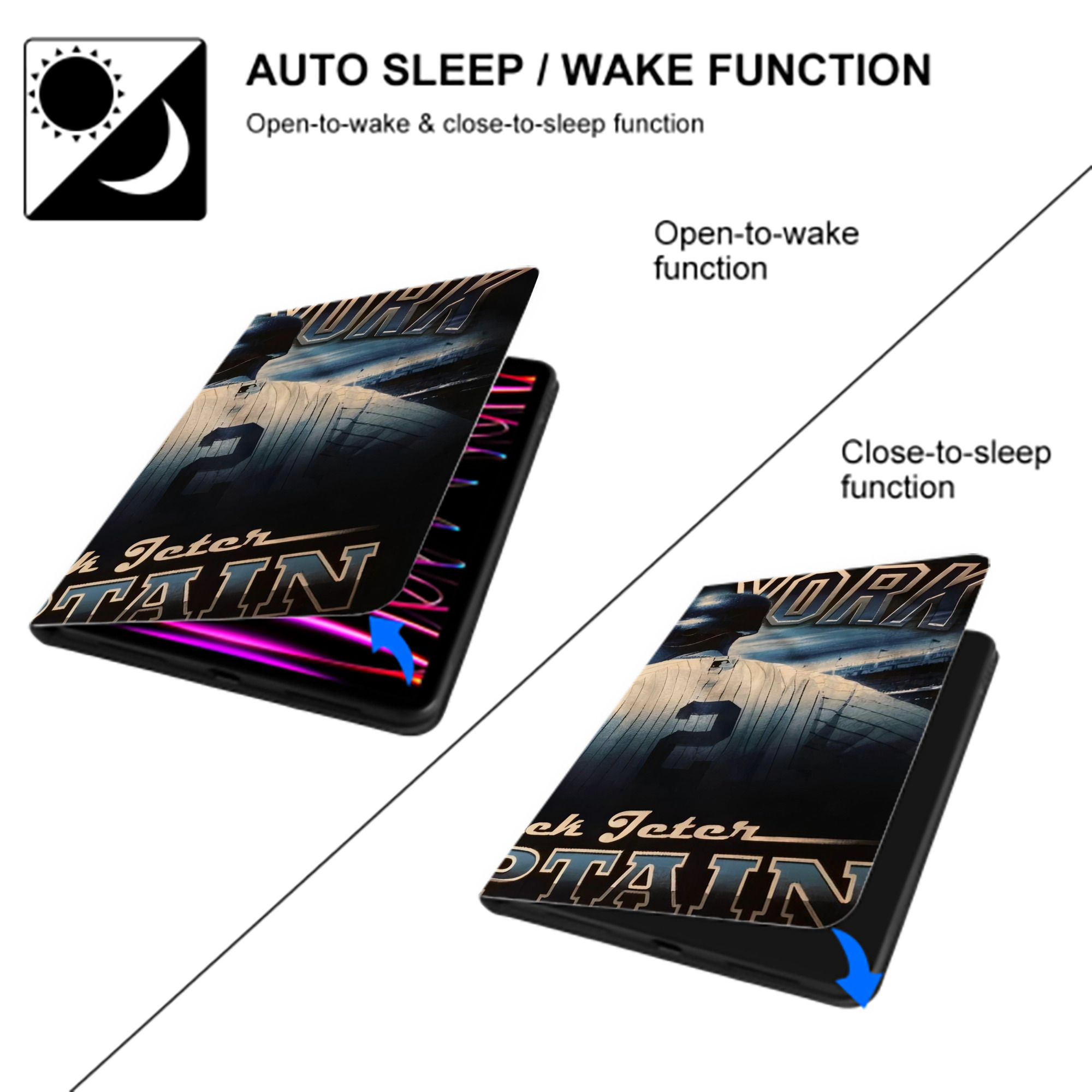 Derek Jeter 114 IPad Case Without Pencil Slot – Book-Style Cover With PU Leather & TPU – Slim, Durable, Scratch-Resistant, Full Protection & Easy Access