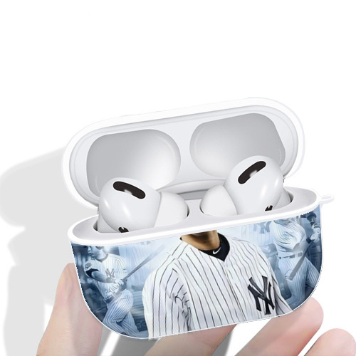 Derek Jeter 21 AirPods Pro Hard Case White With Keychain, Durable Flexible PC, Precise Cutouts, Anti-Fingerprint, Yellowing & Scratch Resistant, Full Protection, Washable