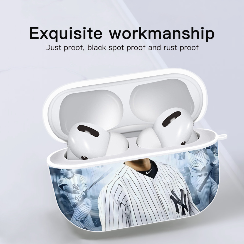 Derek Jeter 21 AirPods Pro Hard Case White With Keychain, Durable Flexible PC, Precise Cutouts, Anti-Fingerprint, Yellowing & Scratch Resistant, Full Protection, Washable