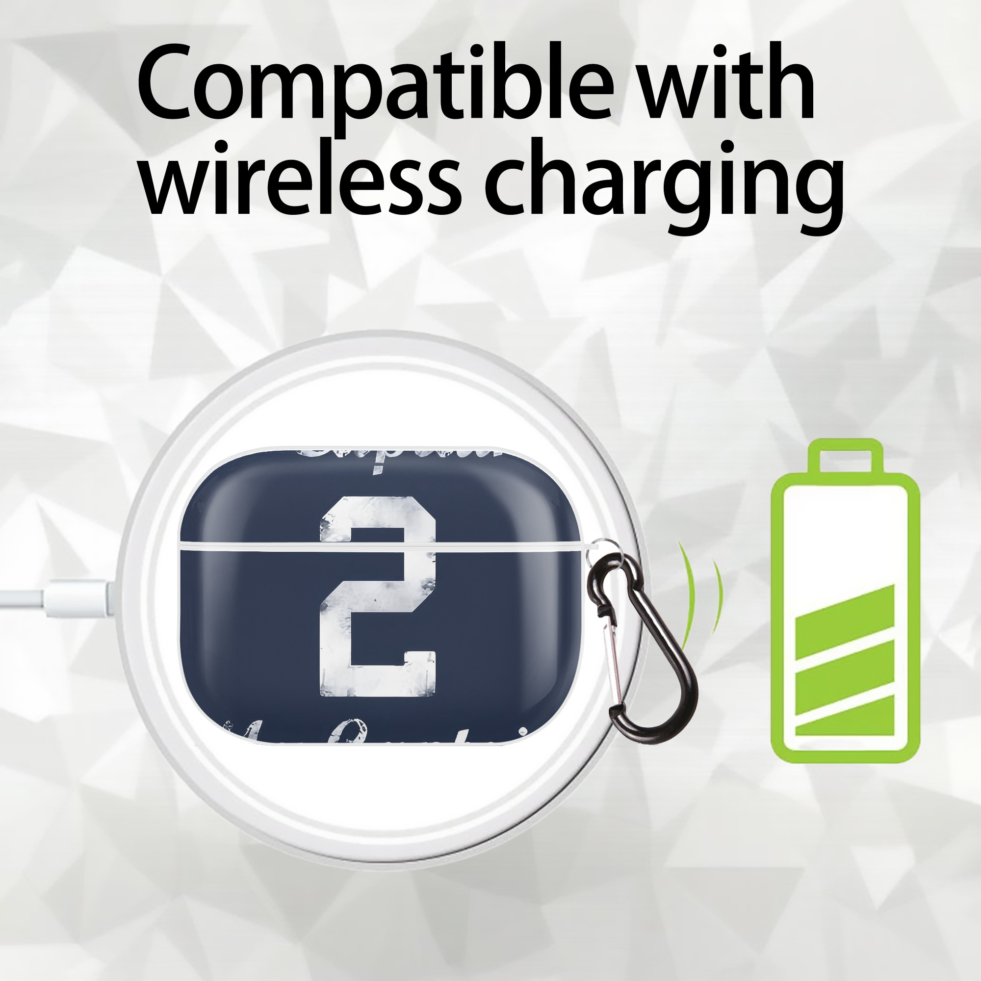 Derek Jeter 25 AirPods Pro Hard Case White With Keychain, Durable Flexible PC, Precise Cutouts, Anti-Fingerprint, Yellowing & Scratch Resistant, Full Protection, Washable