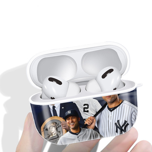 Derek Jeter 49 AirPods Pro Hard Case White With Keychain, Durable Flexible PC, Precise Cutouts, Anti-Fingerprint, Yellowing & Scratch Resistant, Full Protection, Washable