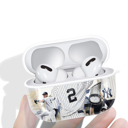 Derek Jeter 58 AirPods Pro Hard Case White With Keychain, Durable Flexible PC, Precise Cutouts, Anti-Fingerprint, Yellowing & Scratch Resistant, Full Protection, Washable