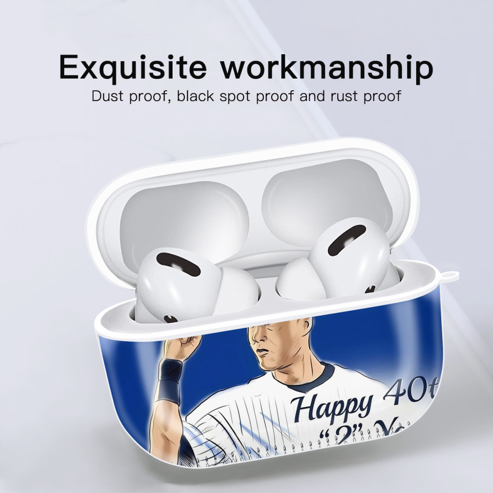 Derek Jeter 69 AirPods Pro Hard Case White With Keychain, Durable Flexible PC, Precise Cutouts, Anti-Fingerprint, Yellowing & Scratch Resistant, Full Protection, Washable