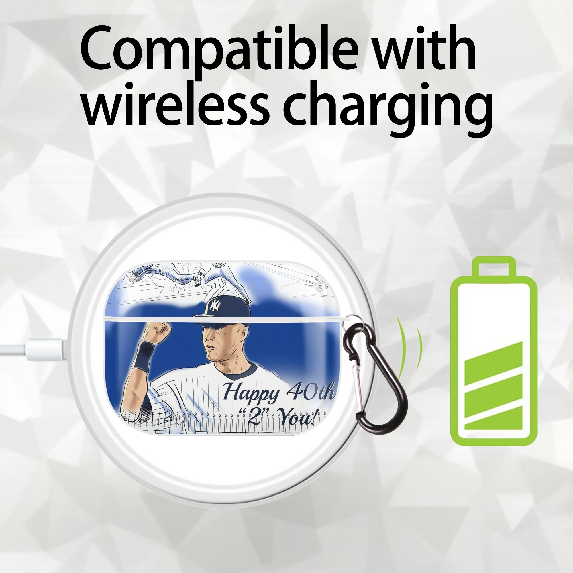 Derek Jeter 69 AirPods Pro Hard Case White With Keychain, Durable Flexible PC, Precise Cutouts, Anti-Fingerprint, Yellowing & Scratch Resistant, Full Protection, Washable