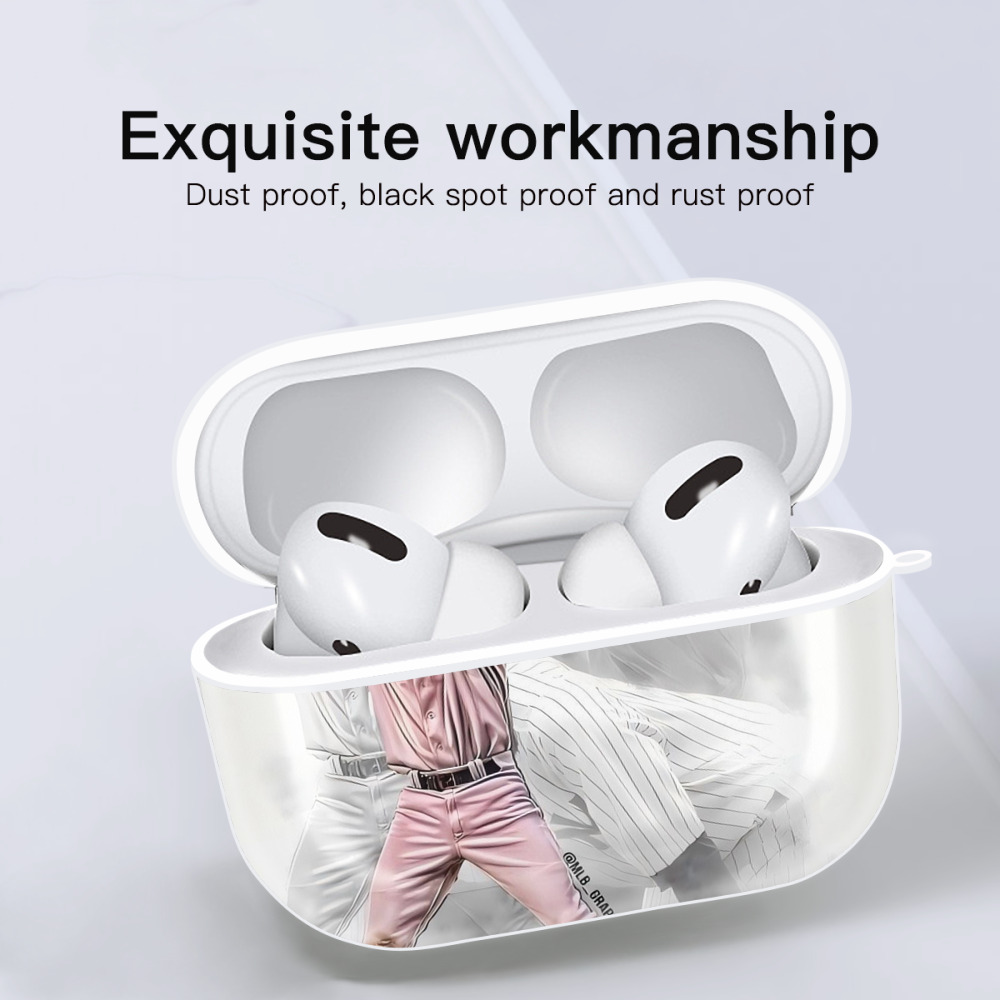 Derek Jeter 72 AirPods Pro Hard Case White With Keychain, Durable Flexible PC, Precise Cutouts, Anti-Fingerprint, Yellowing & Scratch Resistant, Full Protection, Washable