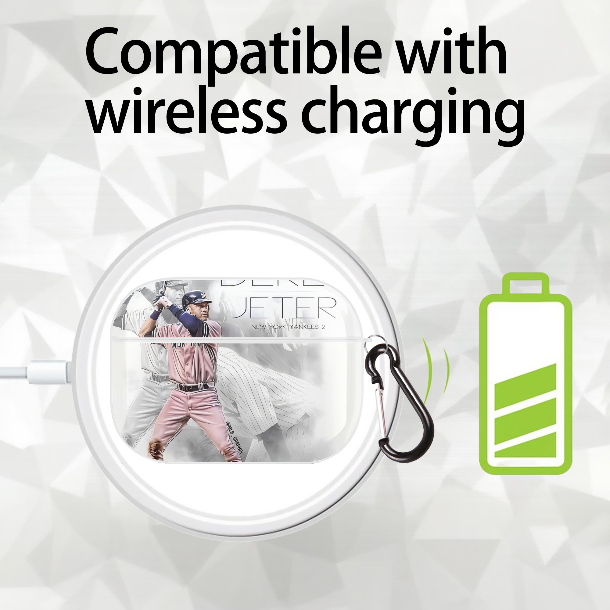 Derek Jeter 72 AirPods Pro Hard Case White With Keychain, Durable Flexible PC, Precise Cutouts, Anti-Fingerprint, Yellowing & Scratch Resistant, Full Protection, Washable