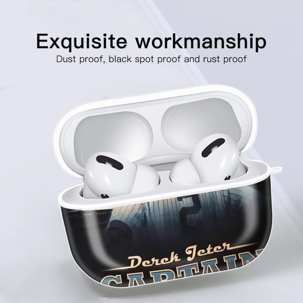 Derek Jeter 74 AirPods Pro Hard Case White With Keychain, Durable Flexible PC, Precise Cutouts, Anti-Fingerprint, Yellowing & Scratch Resistant, Full Protection, Washable