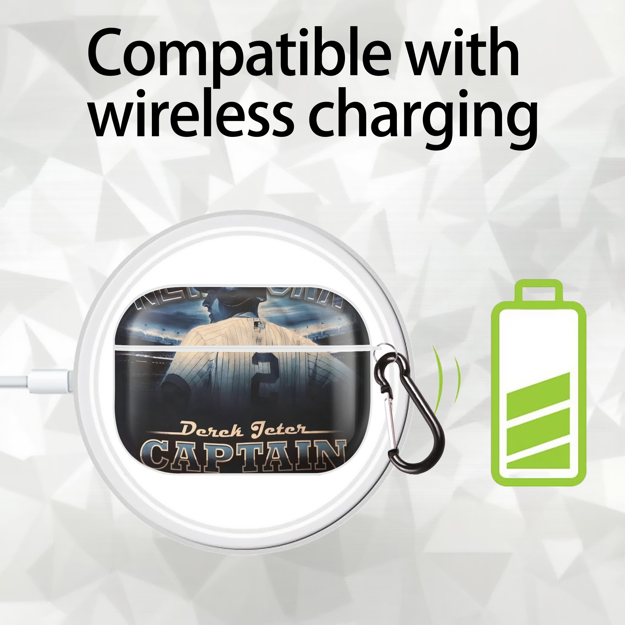 Derek Jeter 74 AirPods Pro Hard Case White With Keychain, Durable Flexible PC, Precise Cutouts, Anti-Fingerprint, Yellowing & Scratch Resistant, Full Protection, Washable