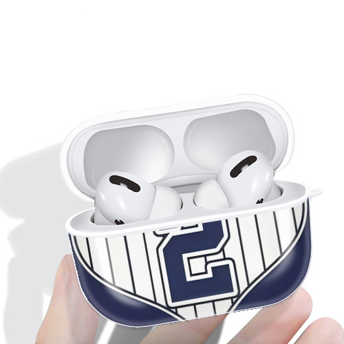 Derek Jeter 75 AirPods Pro Hard Case White With Keychain, Durable Flexible PC, Precise Cutouts, Anti-Fingerprint, Yellowing & Scratch Resistant, Full Protection, Washable
