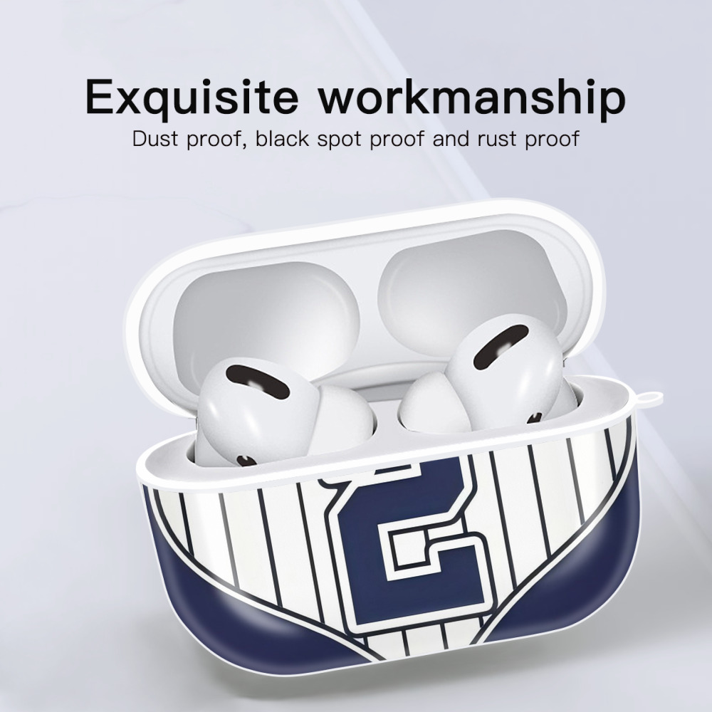 Derek Jeter 75 AirPods Pro Hard Case White With Keychain, Durable Flexible PC, Precise Cutouts, Anti-Fingerprint, Yellowing & Scratch Resistant, Full Protection, Washable