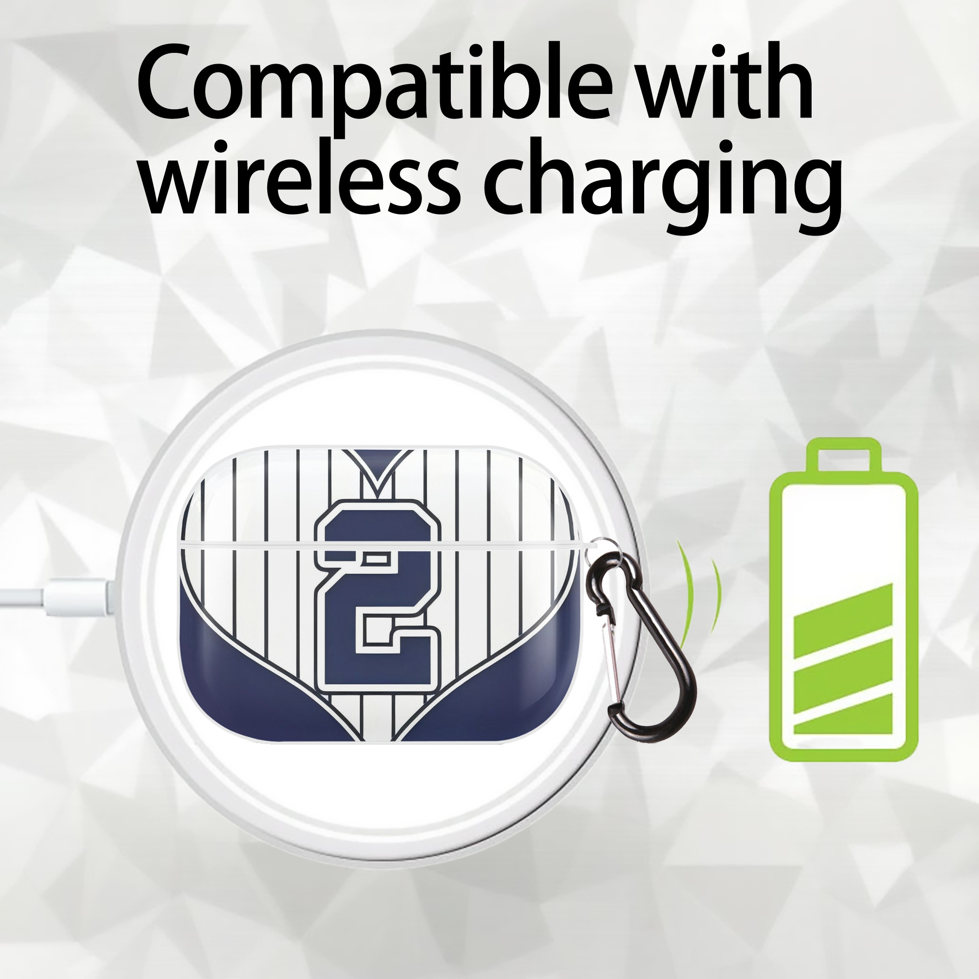 Derek Jeter 75 AirPods Pro Hard Case White With Keychain, Durable Flexible PC, Precise Cutouts, Anti-Fingerprint, Yellowing & Scratch Resistant, Full Protection, Washable