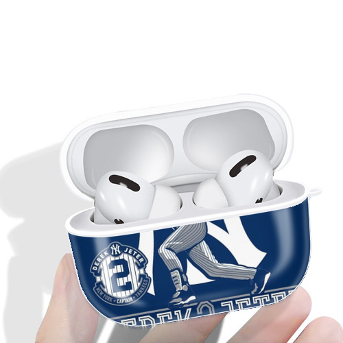 Derek Jeter 104 AirPods Pro Hard Case White With Keychain, Durable Flexible PC, Precise Cutouts, Anti-Fingerprint, Yellowing & Scratch Resistant, Full Protection, Washable