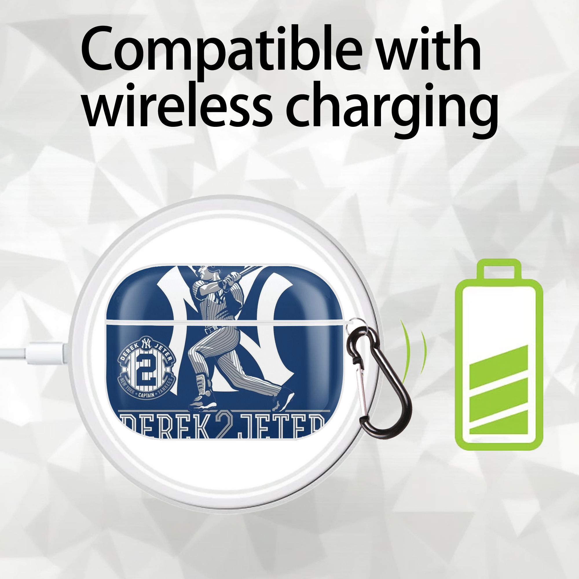 Derek Jeter 104 AirPods Pro Hard Case White With Keychain, Durable Flexible PC, Precise Cutouts, Anti-Fingerprint, Yellowing & Scratch Resistant, Full Protection, Washable