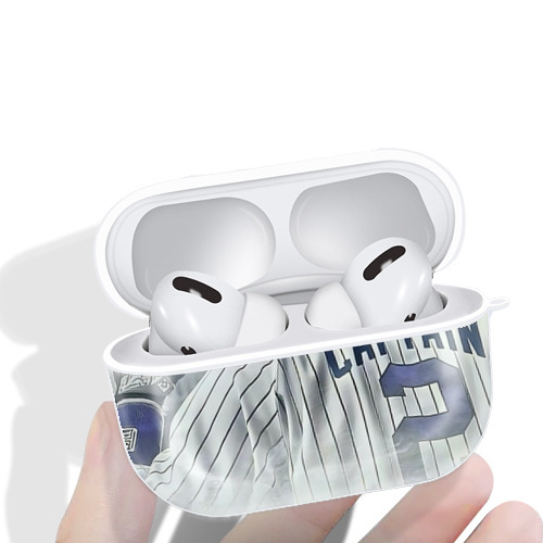 Derek Jeter 105 AirPods Pro Hard Case White With Keychain, Durable Flexible PC, Precise Cutouts, Anti-Fingerprint, Yellowing & Scratch Resistant, Full Protection, Washable