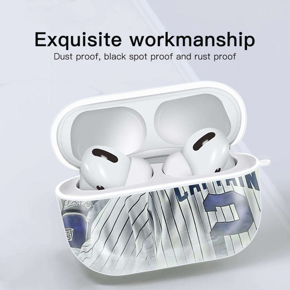 Derek Jeter 105 AirPods Pro Hard Case White With Keychain, Durable Flexible PC, Precise Cutouts, Anti-Fingerprint, Yellowing & Scratch Resistant, Full Protection, Washable