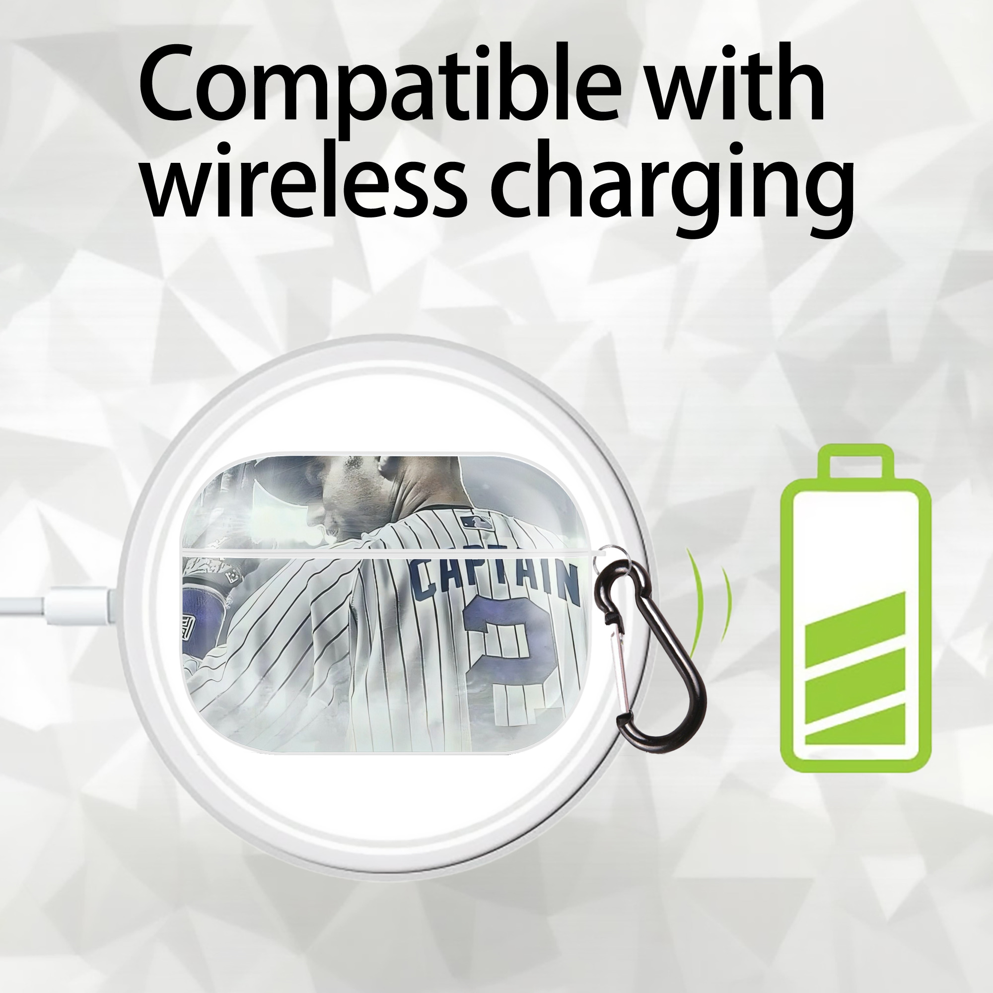 Derek Jeter 105 AirPods Pro Hard Case White With Keychain, Durable Flexible PC, Precise Cutouts, Anti-Fingerprint, Yellowing & Scratch Resistant, Full Protection, Washable