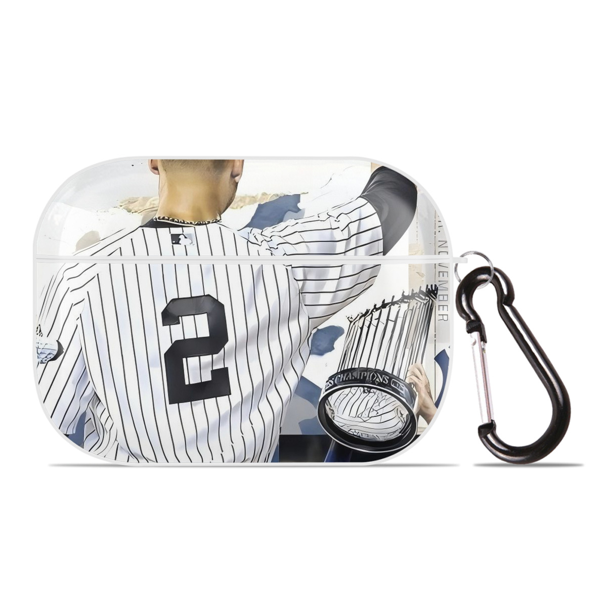 Derek Jeter 58 AirPods Pro Hard Case White With Keychain, Durable Flexible PC, Precise Cutouts, Anti-Fingerprint, Yellowing & Scratch Resistant, Full Protection, Washable