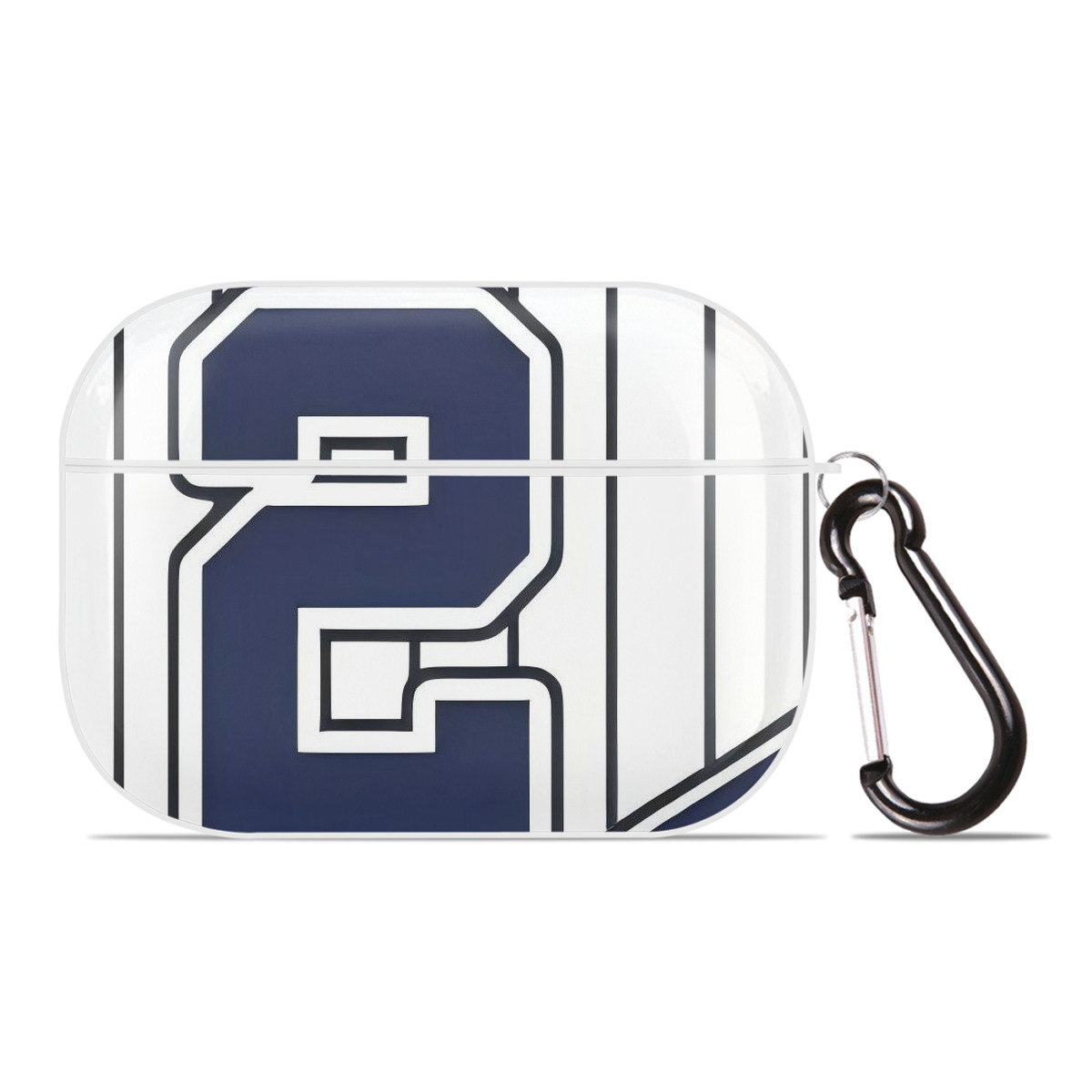 Derek Jeter 75 AirPods Pro Hard Case White With Keychain, Durable Flexible PC, Precise Cutouts, Anti-Fingerprint, Yellowing & Scratch Resistant, Full Protection, Washable