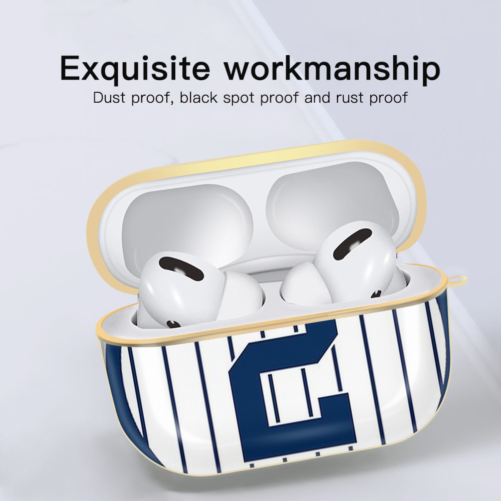 Derek Jeter 19 Luxury Gold AirPods Pro Case With Keychain, Flexible PC Material, Full Protection, Precise Cutouts, Anti-Fingerprint, Washable, Durable Design