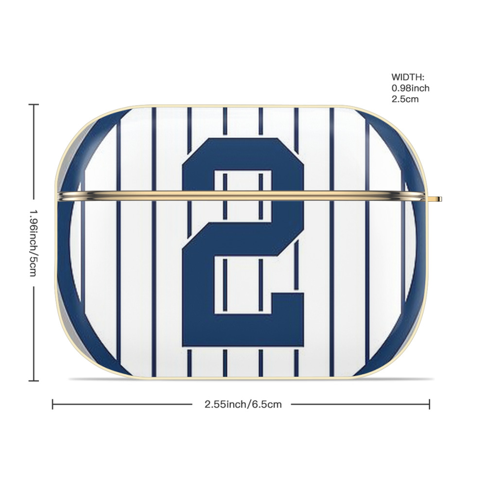 Derek Jeter 19 Luxury Gold AirPods Pro Case With Keychain, Flexible PC Material, Full Protection, Precise Cutouts, Anti-Fingerprint, Washable, Durable Design