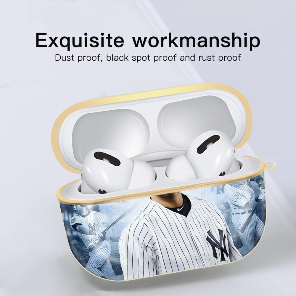 Derek Jeter 21 Luxury Gold AirPods Pro Case With Keychain, Flexible PC Material, Full Protection, Precise Cutouts, Anti-Fingerprint, Washable, Durable Design