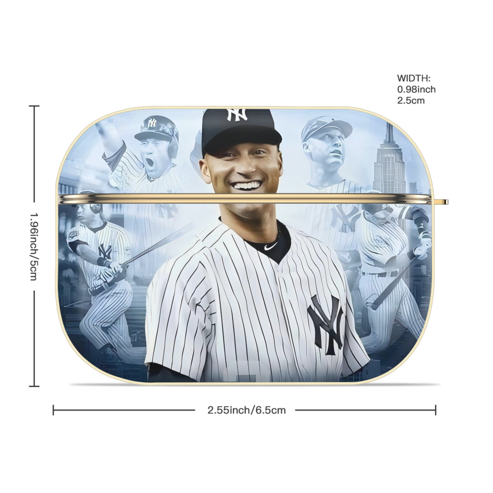Derek Jeter 21 Luxury Gold AirPods Pro Case With Keychain, Flexible PC Material, Full Protection, Precise Cutouts, Anti-Fingerprint, Washable, Durable Design