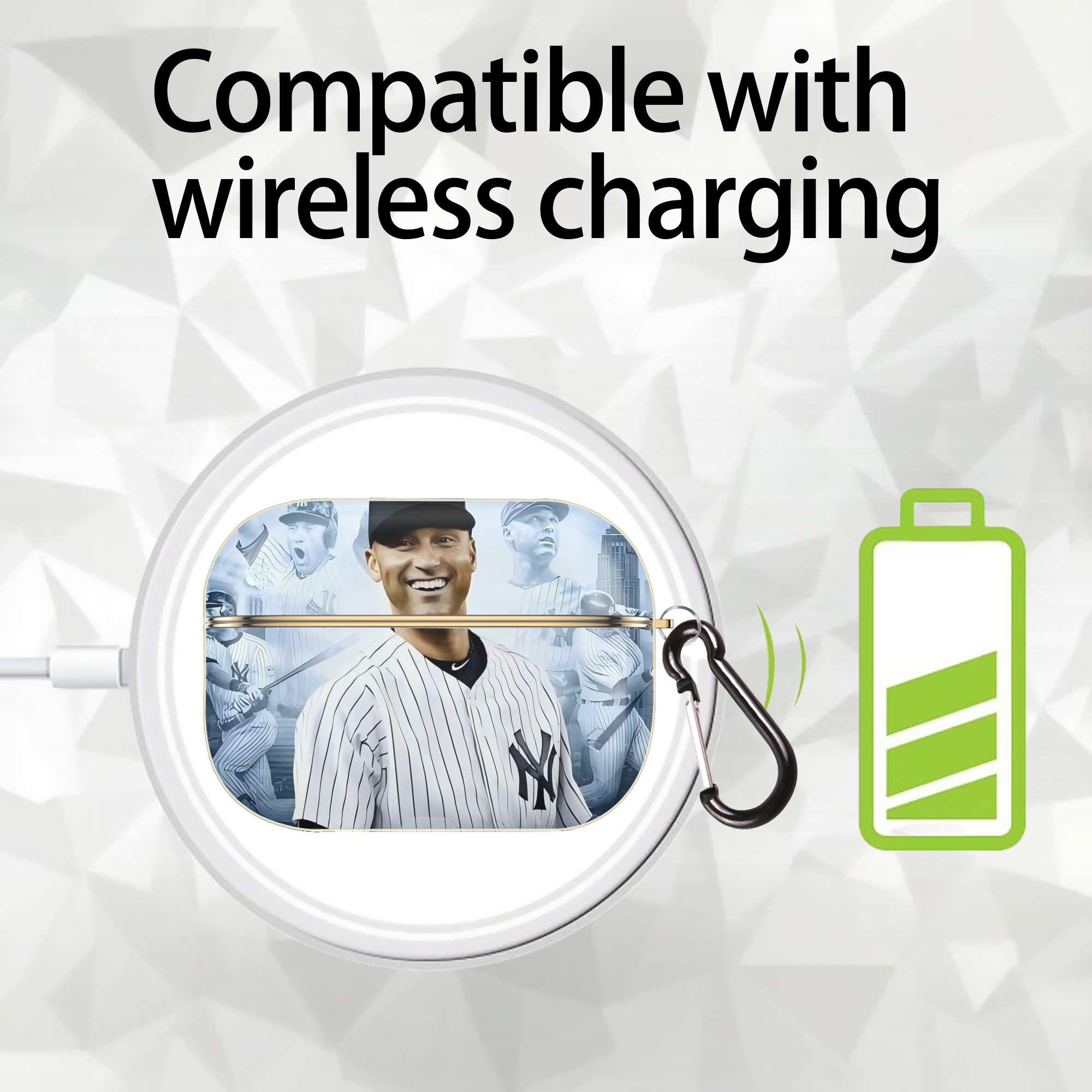 Derek Jeter 21 Luxury Gold AirPods Pro Case With Keychain, Flexible PC Material, Full Protection, Precise Cutouts, Anti-Fingerprint, Washable, Durable Design