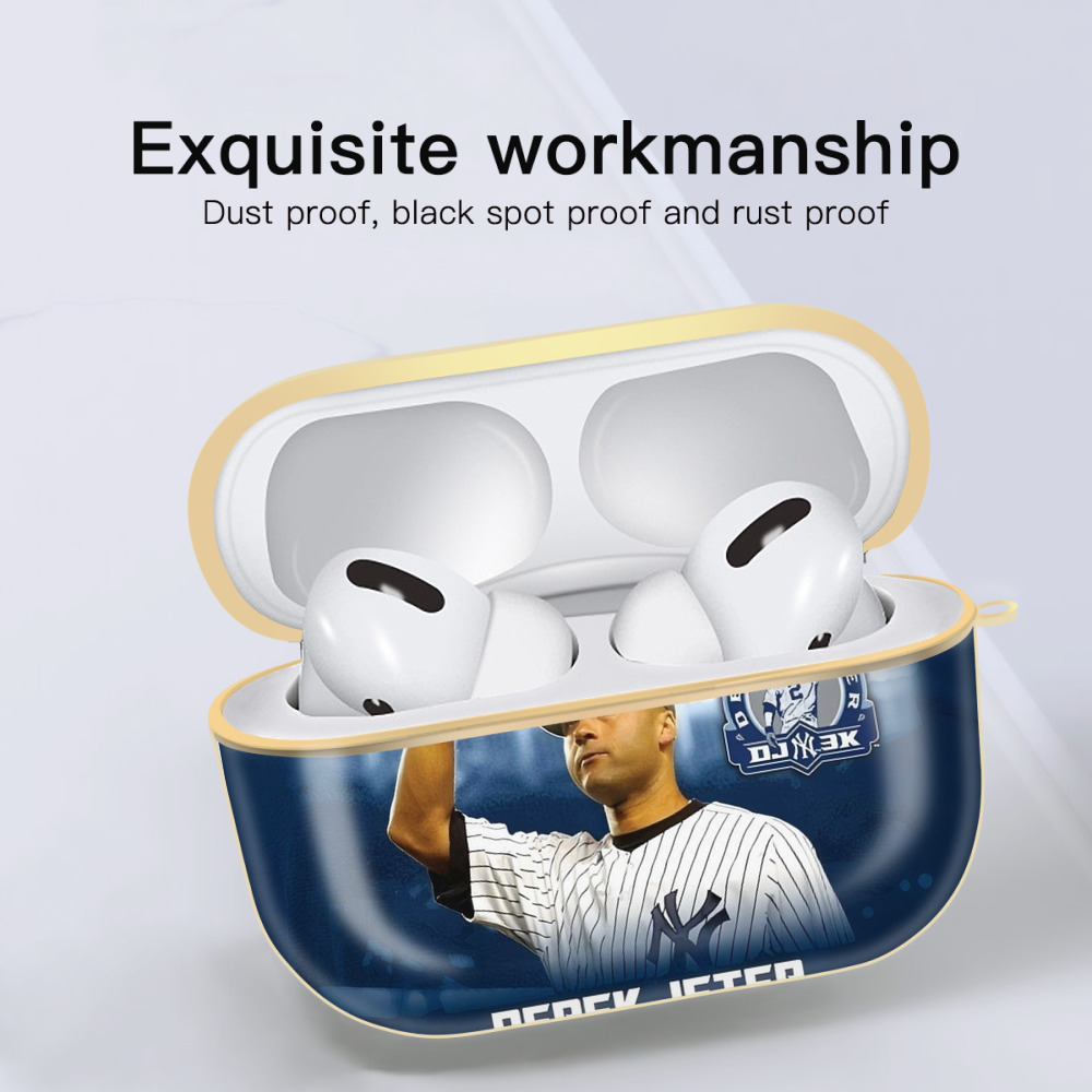 Derek Jeter 24 Luxury Gold AirPods Pro Case With Keychain, Flexible PC Material, Full Protection, Precise Cutouts, Anti-Fingerprint, Washable, Durable Design