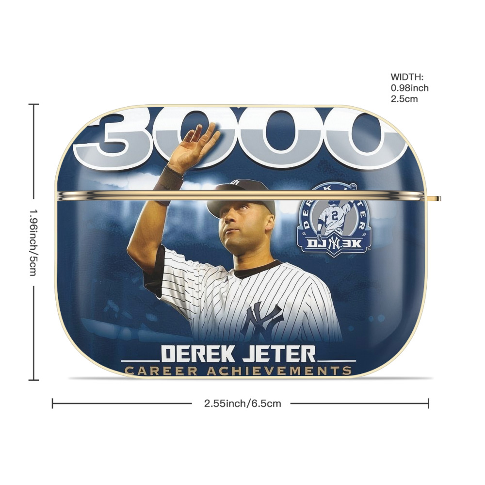 Derek Jeter 24 Luxury Gold AirPods Pro Case With Keychain, Flexible PC Material, Full Protection, Precise Cutouts, Anti-Fingerprint, Washable, Durable Design