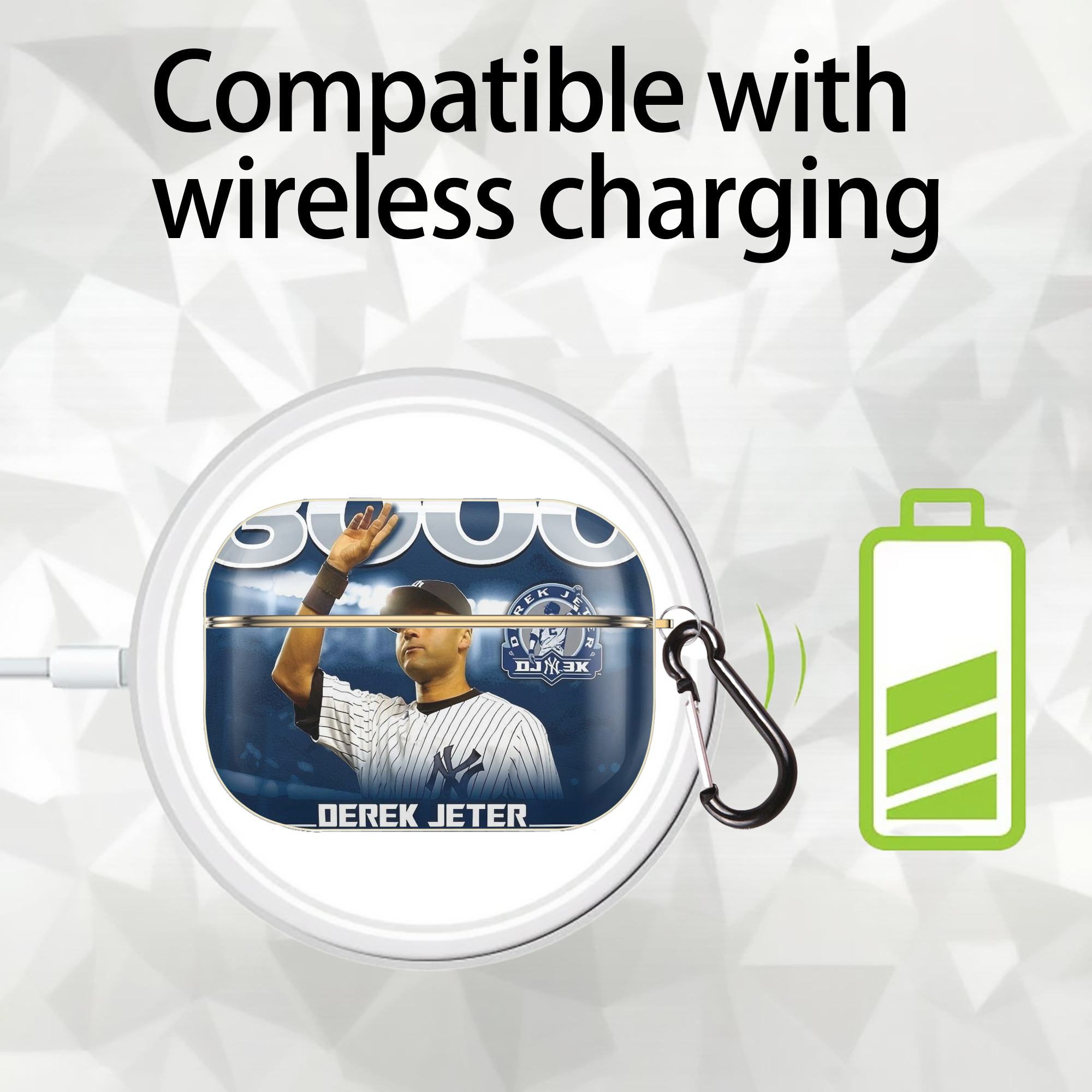 Derek Jeter 24 Luxury Gold AirPods Pro Case With Keychain, Flexible PC Material, Full Protection, Precise Cutouts, Anti-Fingerprint, Washable, Durable Design